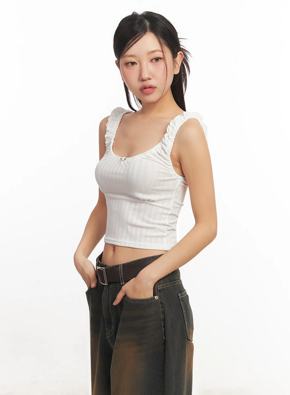 Frill Shirring Crop Tank Top IA524 - Image 9
