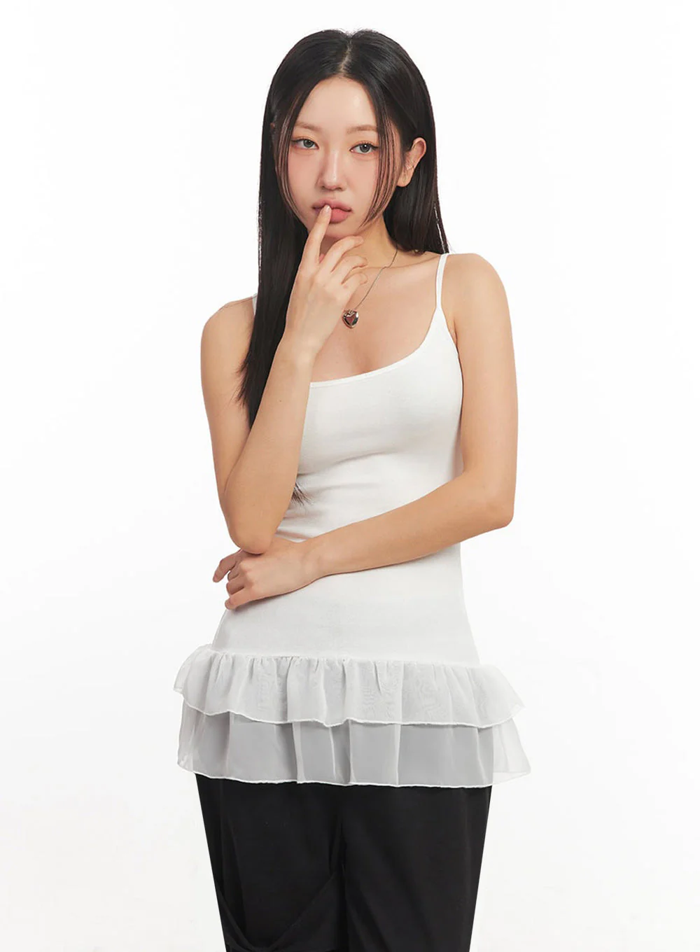 Frill-Trim Long Cami Top IA524 - Image 6