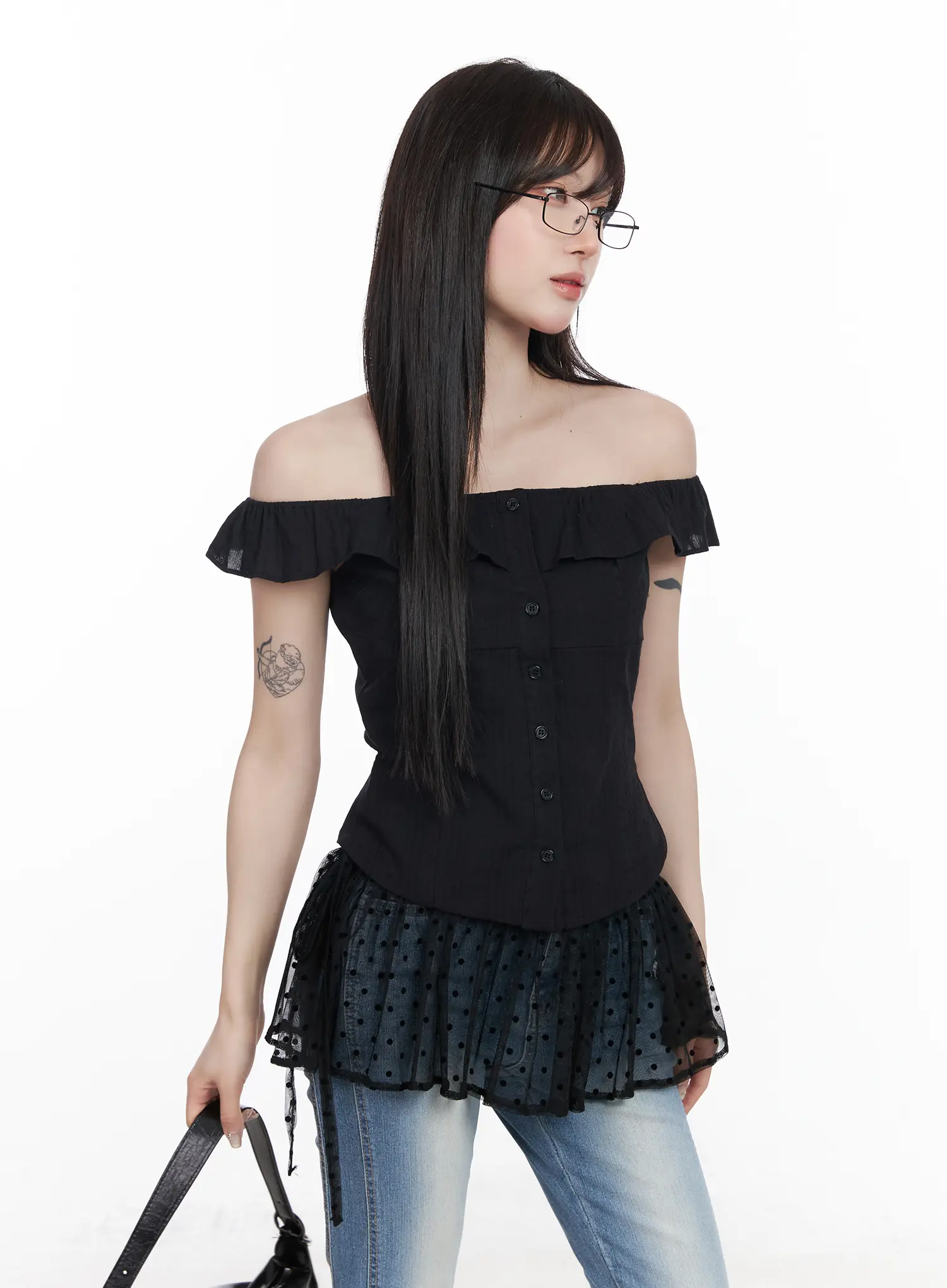 Frilled Off-Shoulder Blouse CF523 - Image 8