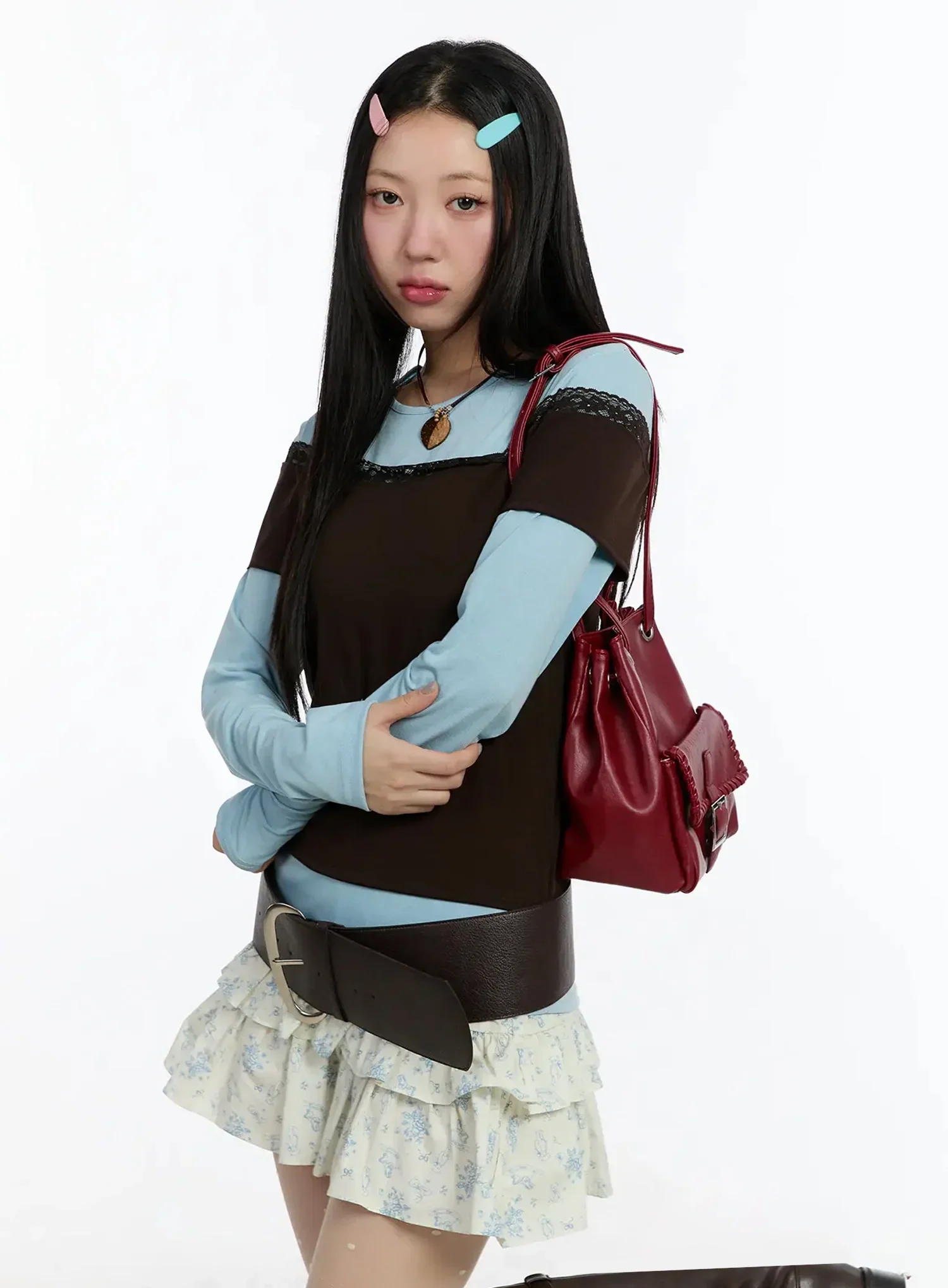 Front Pocket Drawstring Shoulder Bag IM509 - Image 2