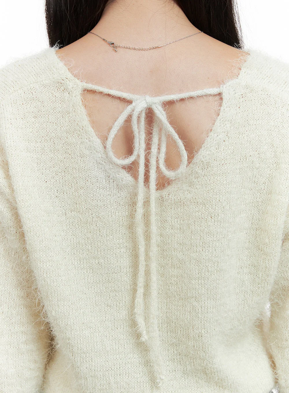 Fuzzy V-Neck Knit Sweater OG419 - Image 6