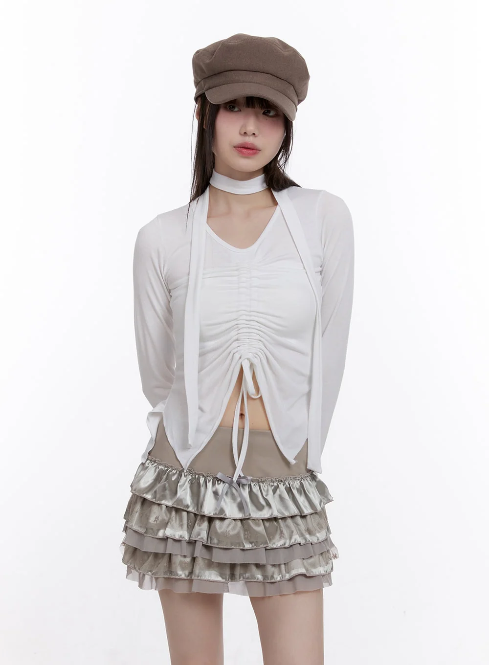 Gathered Slim-Fit Long Sleeve Top CF512 - Image 8