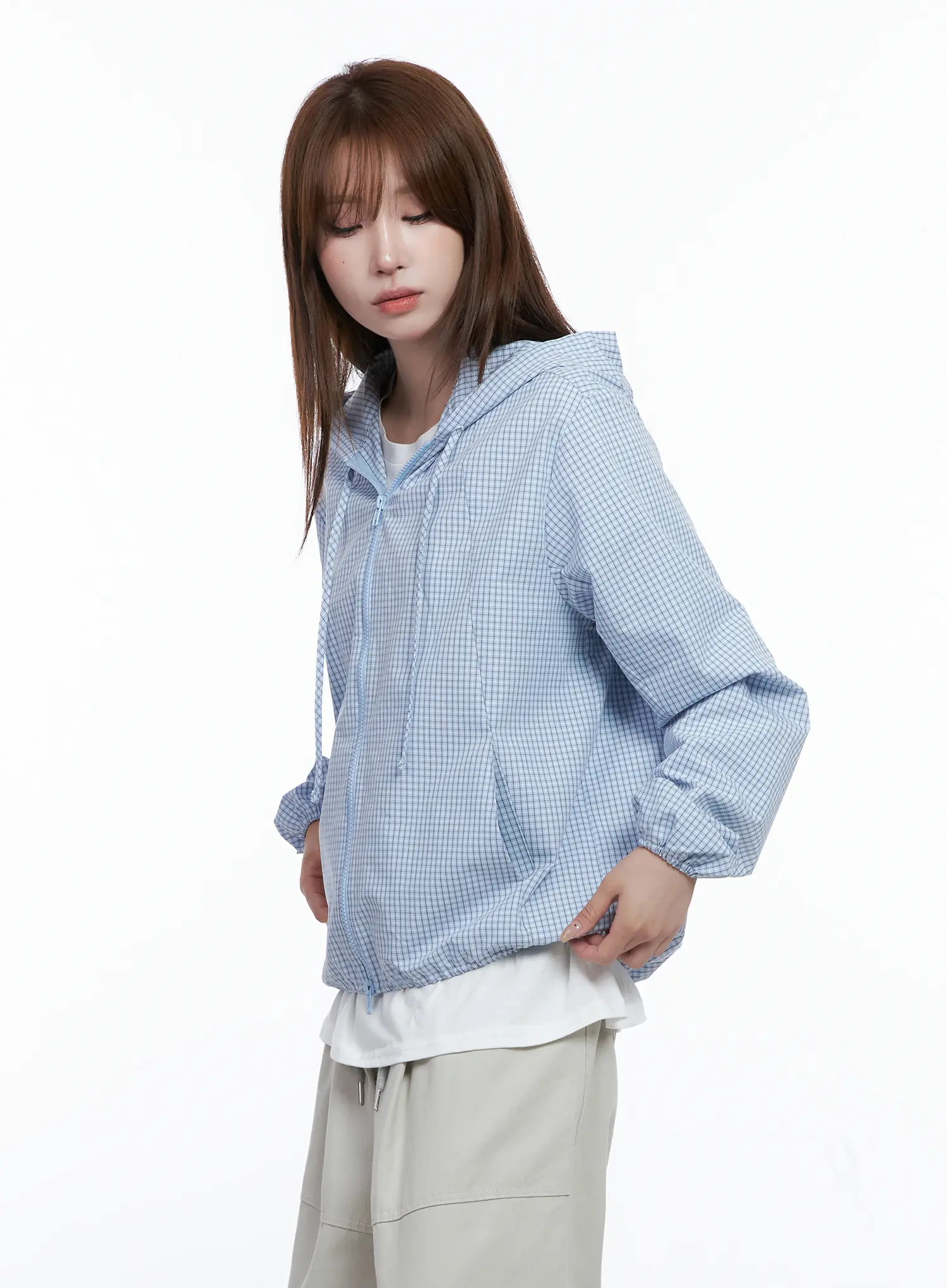 Gingham Lightweight Windbreaker Jacket CG529 - Image 5