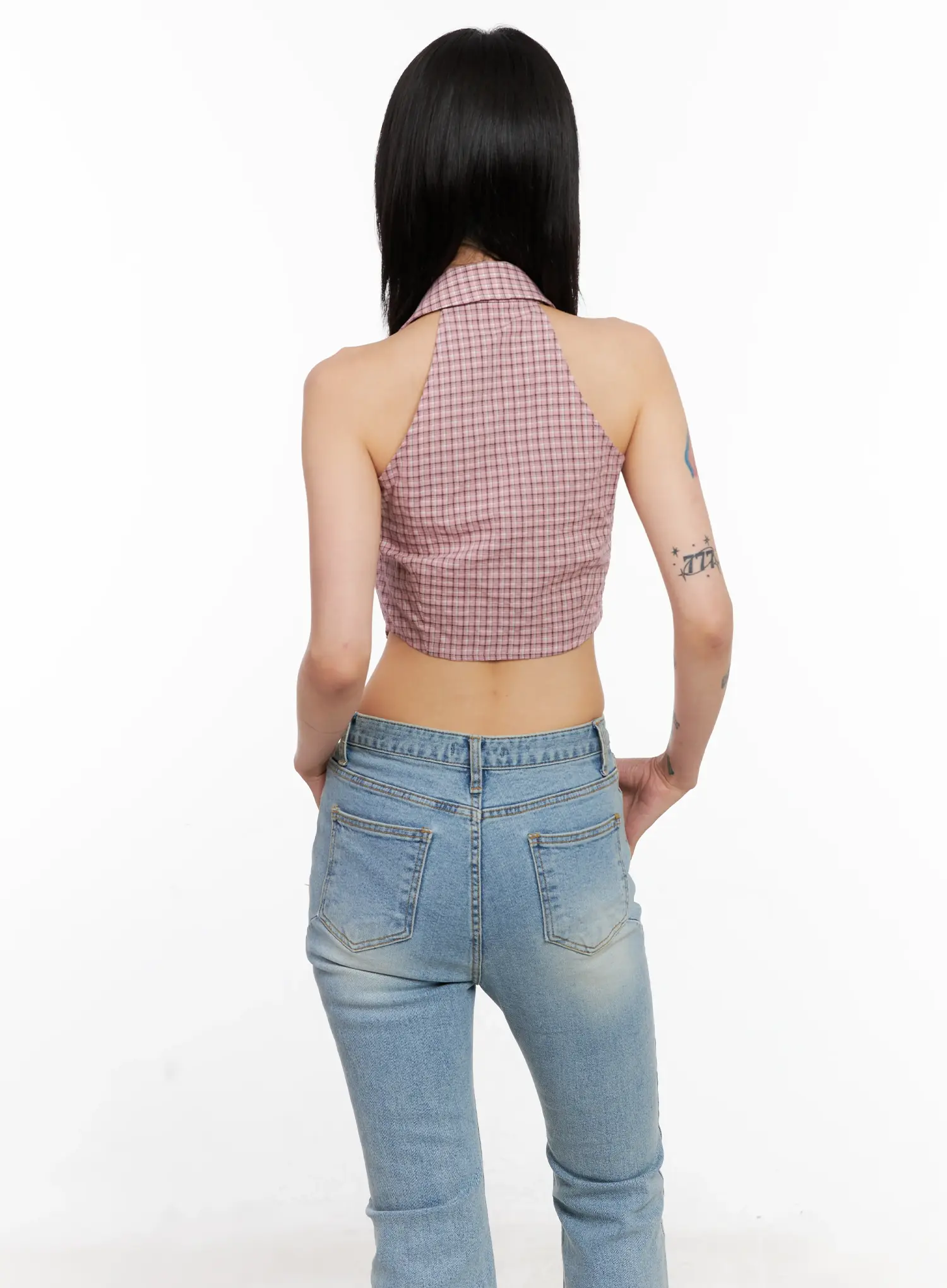 Gingham Sleeveless Halter Top CL525 - Image 8