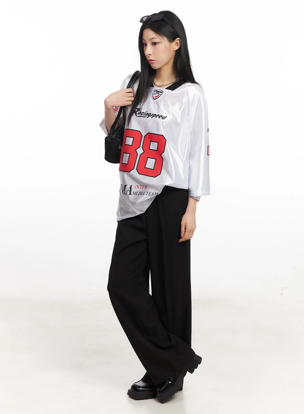 Glossy Oversize Jersey Top CA516 - Image 11