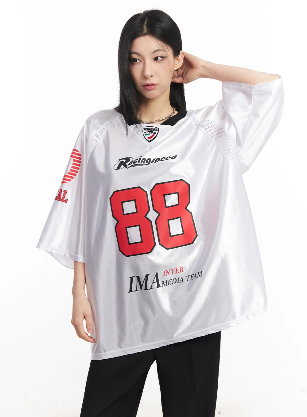 Glossy Oversize Jersey Top CA516 - Image 12