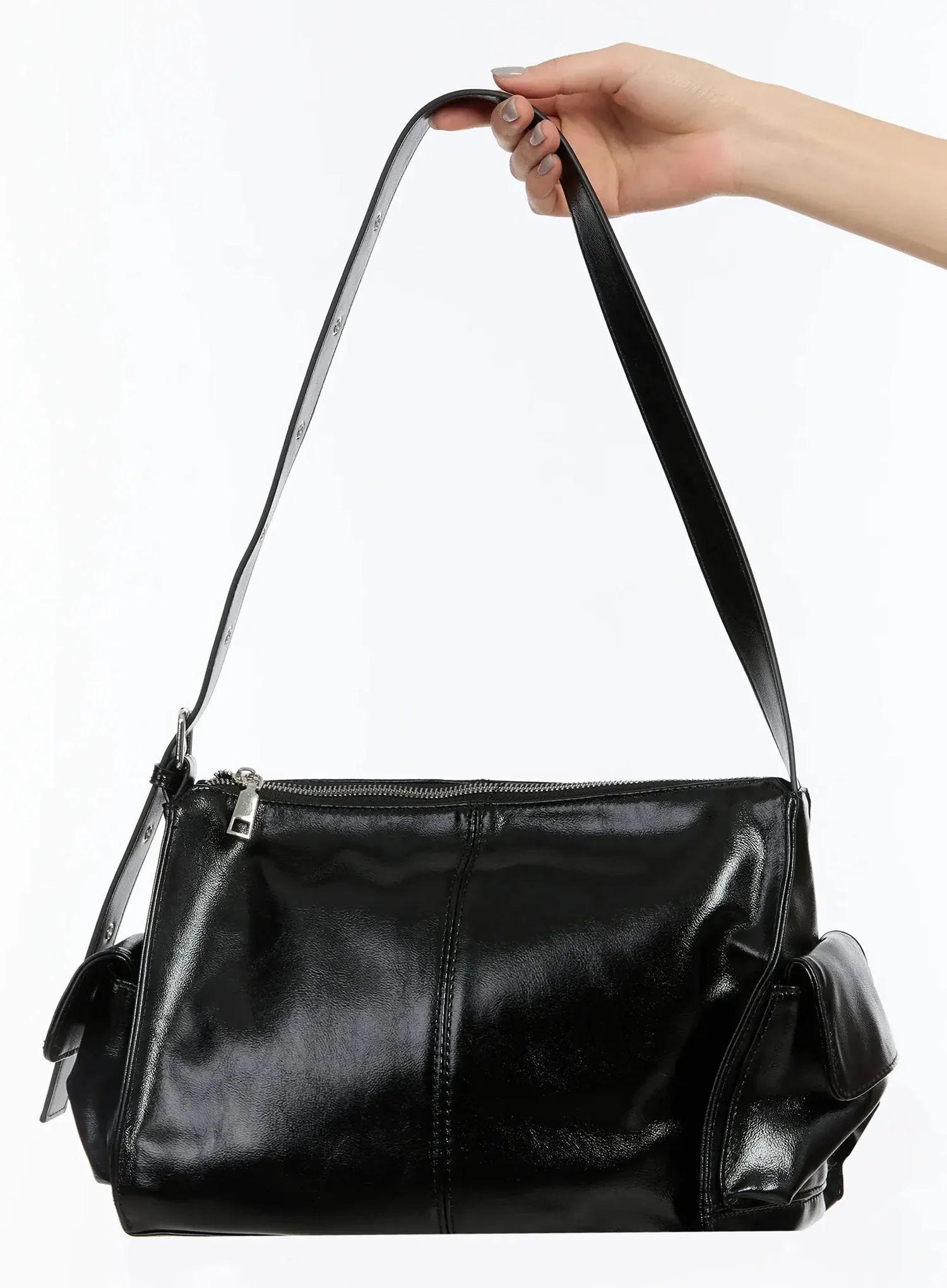 Glossy Pocket Shoulder Bag IM509