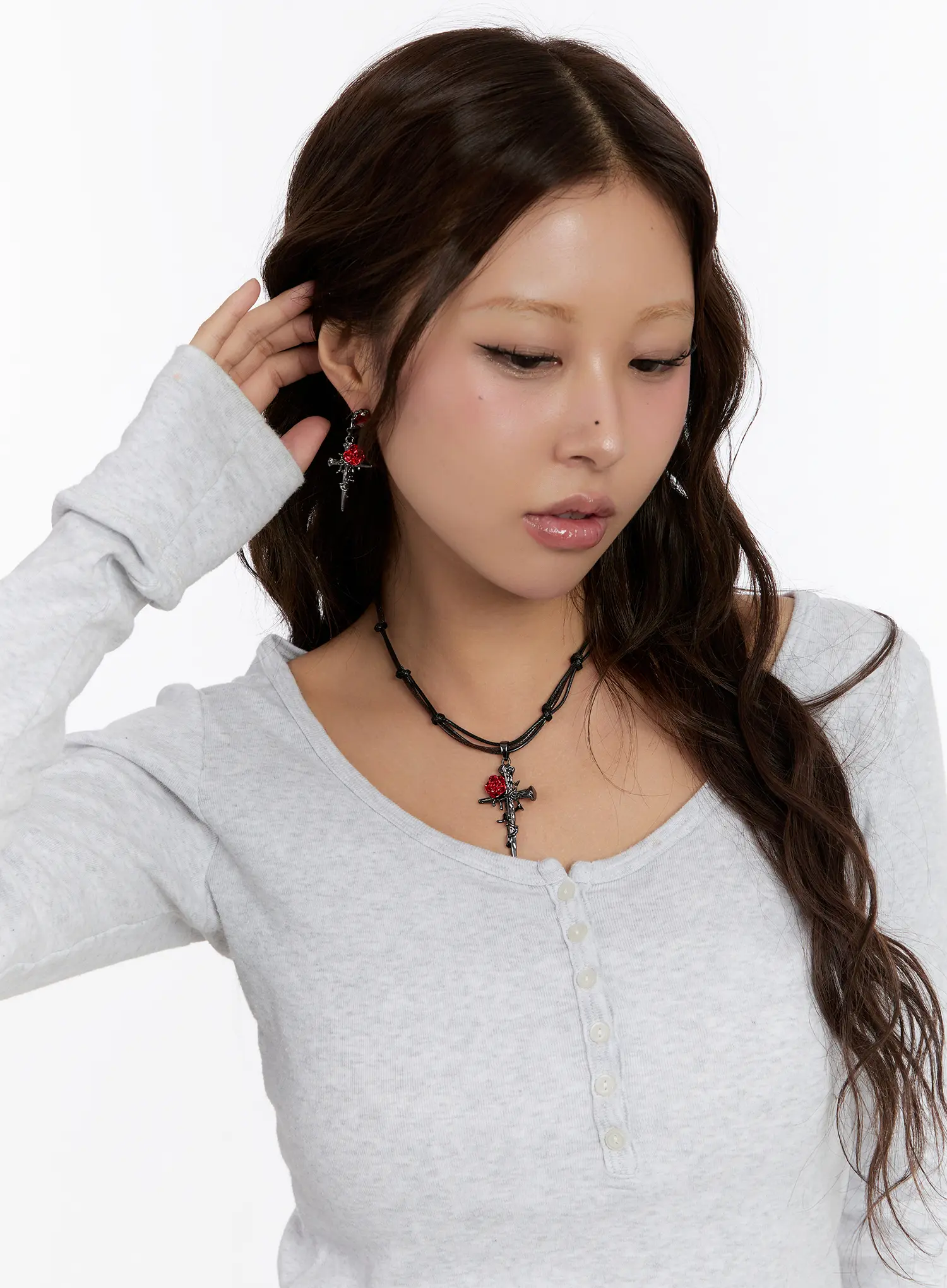Gothic Cross Pendant Layered Necklace CN527 - Image 3
