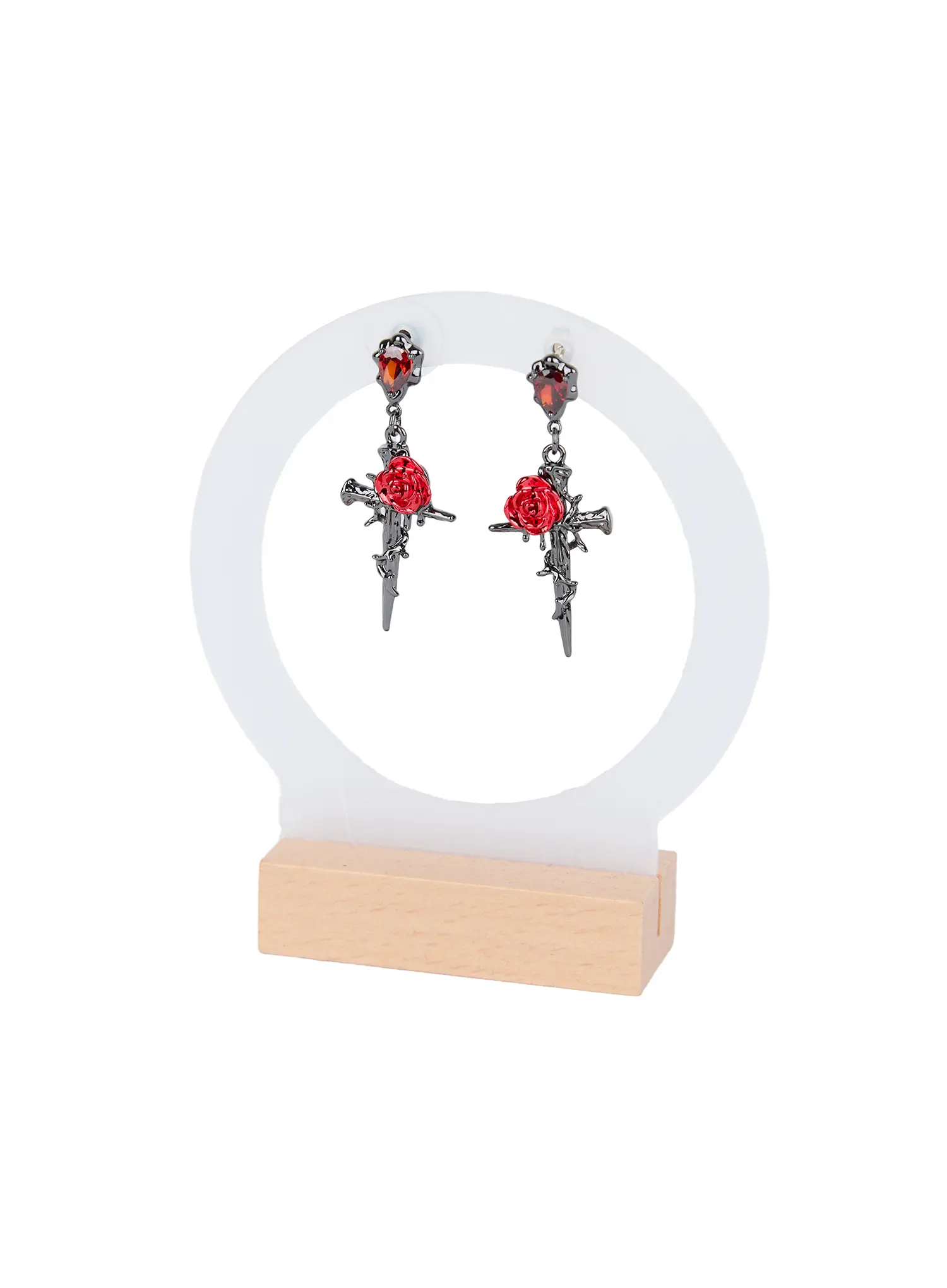 Gothic Rose Cross Charm Earrings CN527 - Image 4