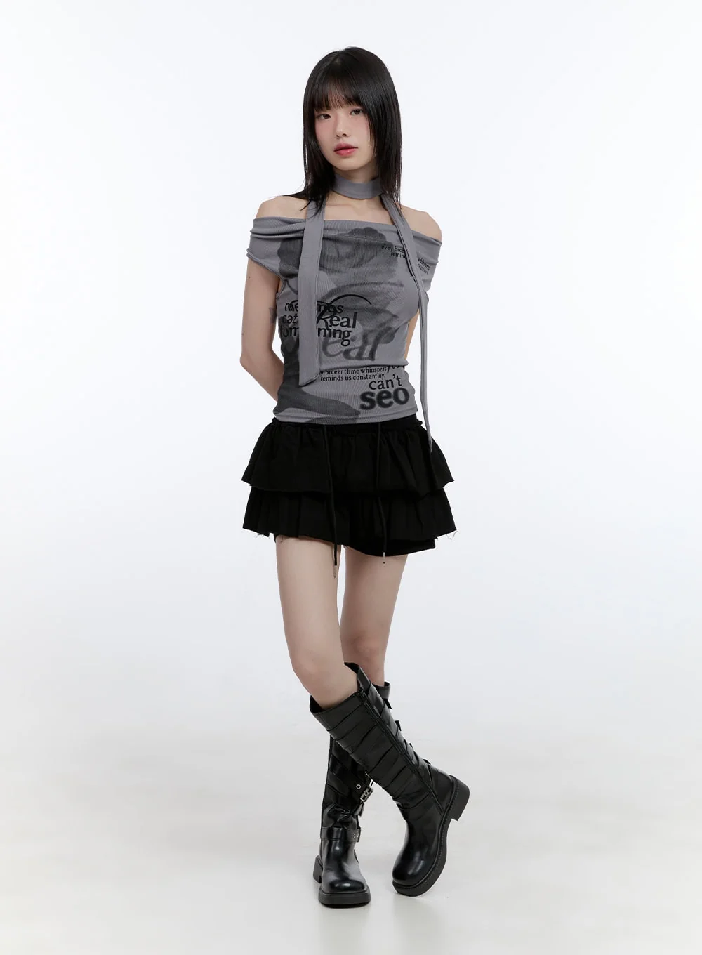 Graphic Bliss Off-Shoulder Crop Top CG412 - Image 2