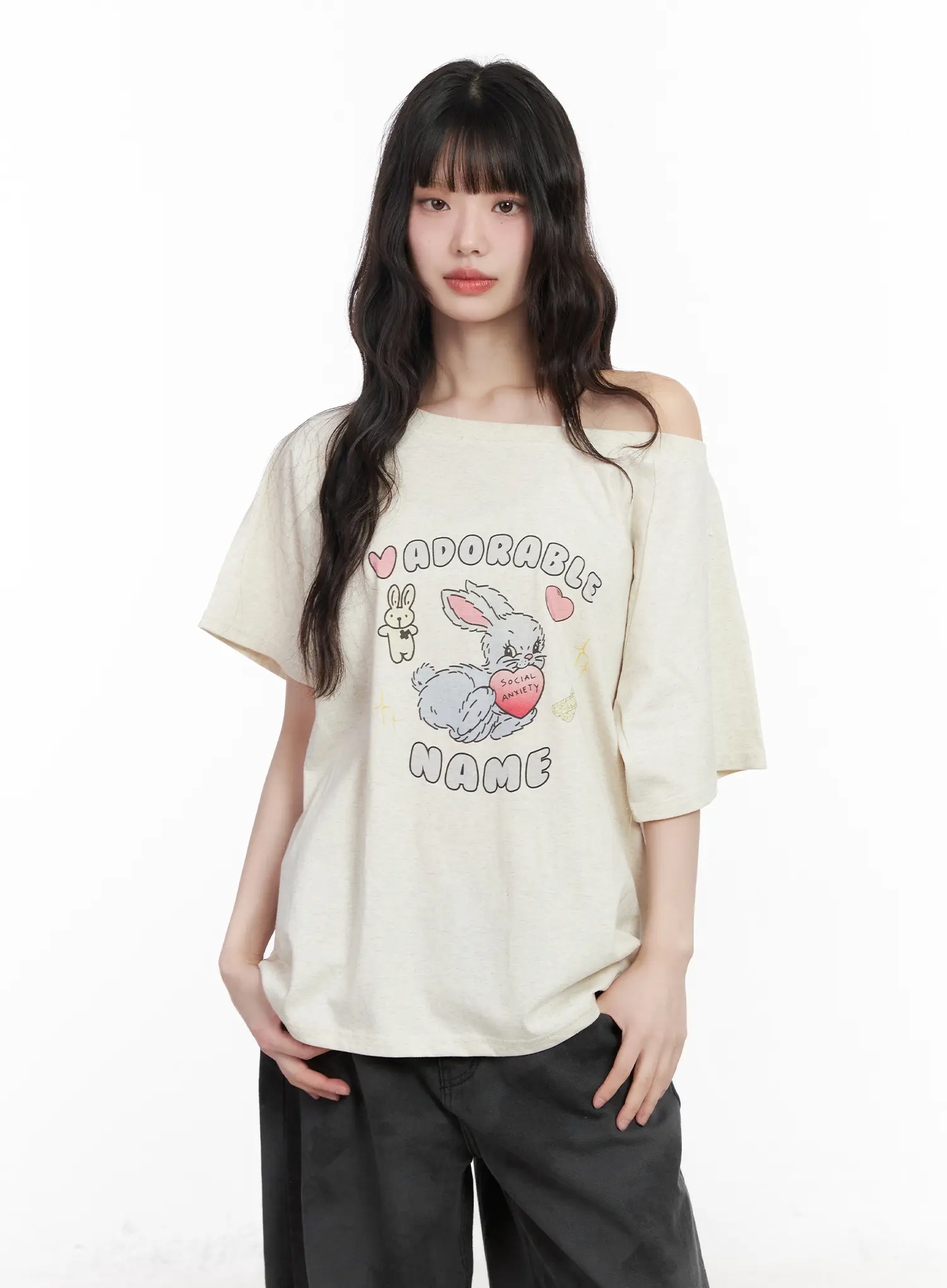 Graphic Bunny Off-Shoulder Top CM526 - Image 2