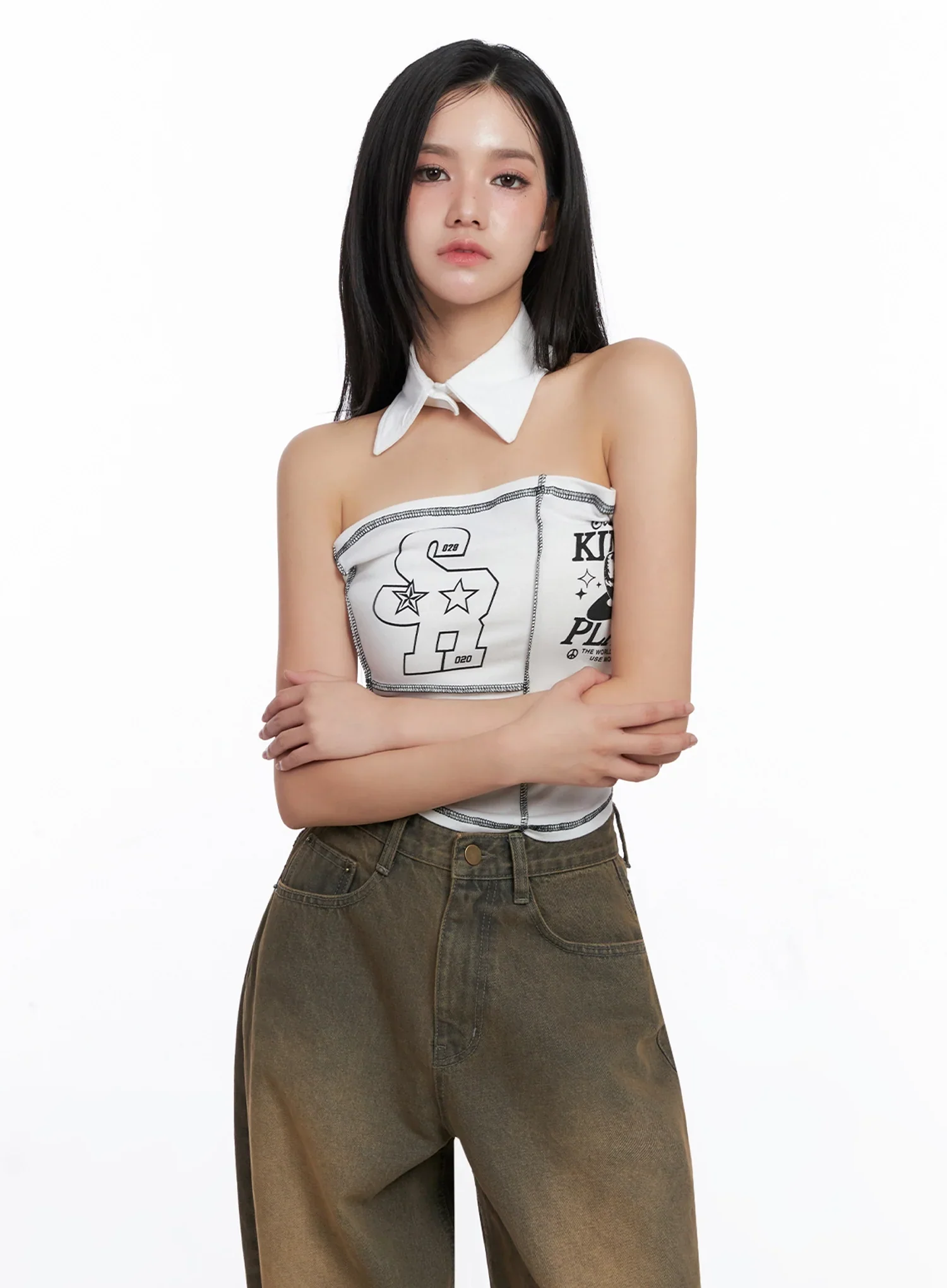 Graphic Collared Tube Top IS525 - Image 5