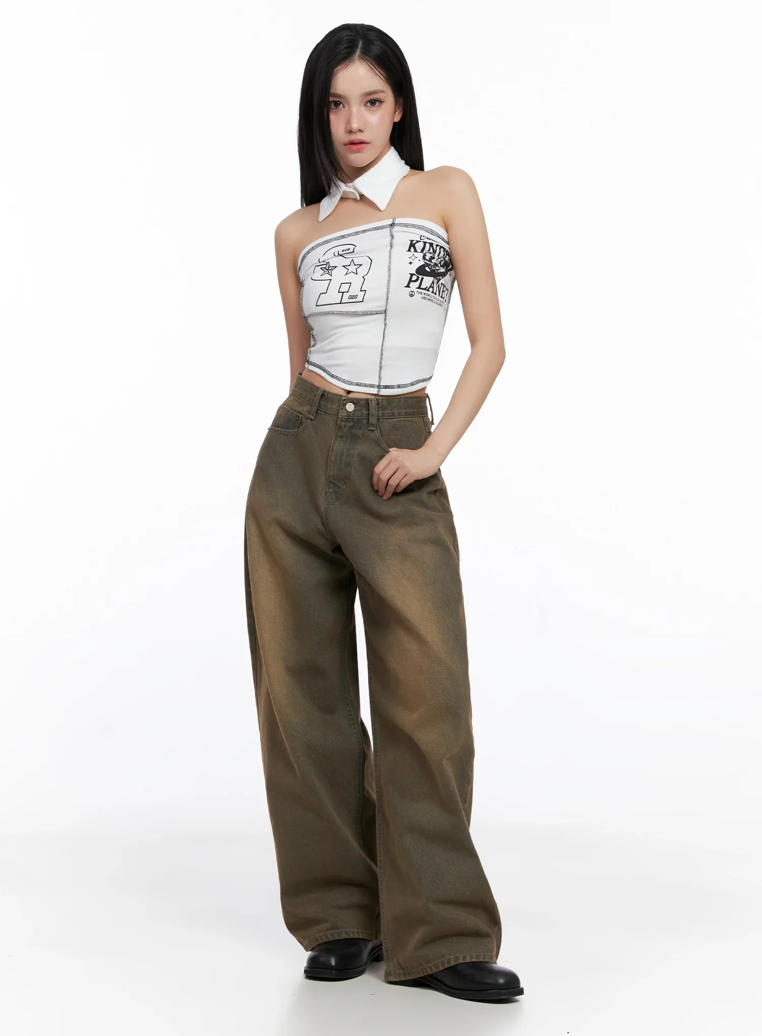 Graphic Collared Tube Top IS525 - Image 7