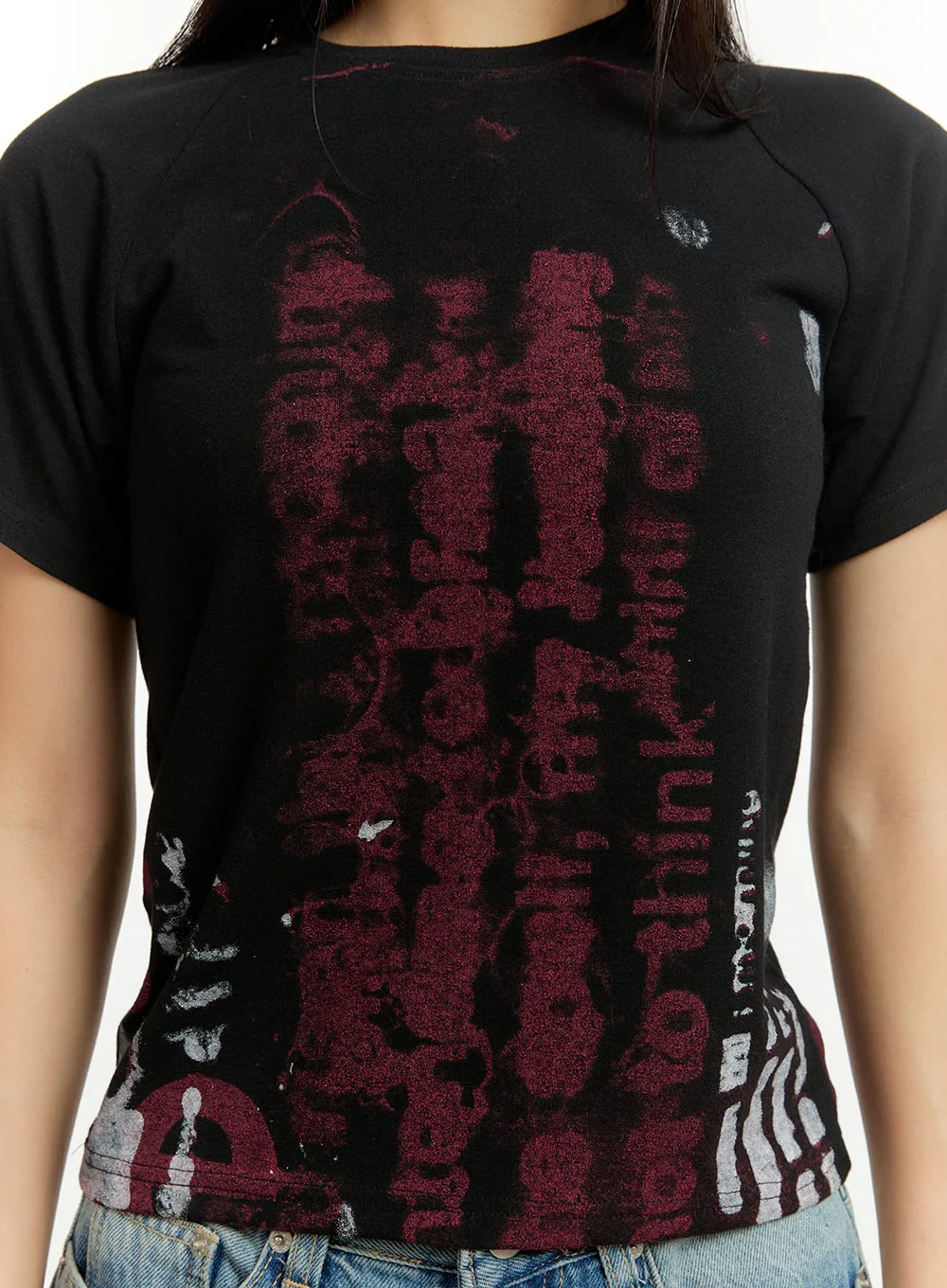 Graphic Lettering Crop Tee CU426 - Image 3