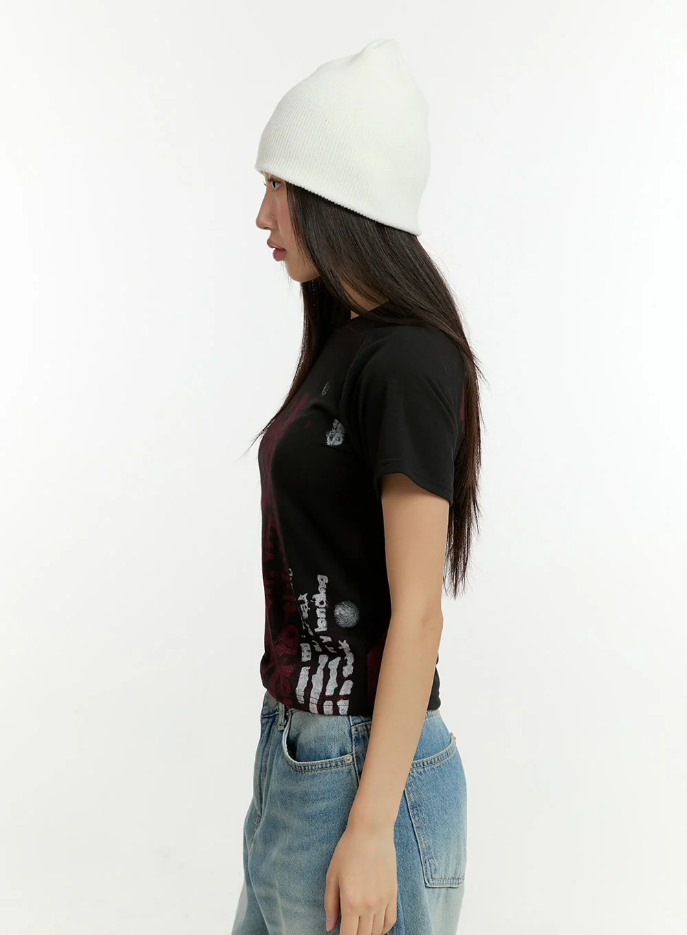 Graphic Lettering Crop Tee CU426 - Image 4