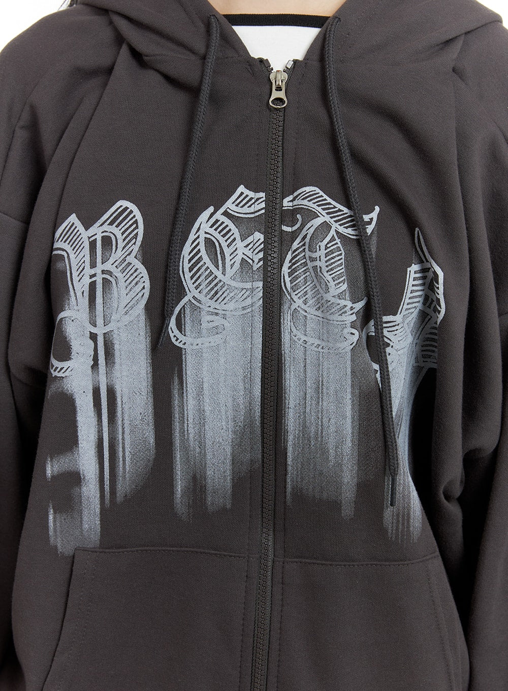 Graphic Lettering Oversized Hoodie Jacket OM426 - Image 3