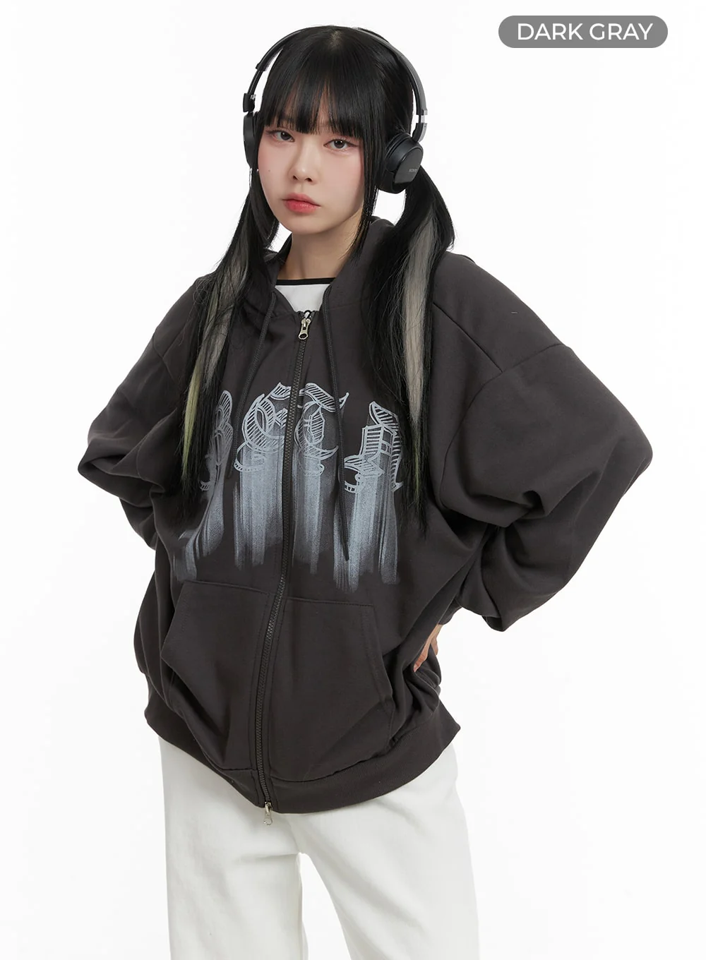 Graphic Lettering Oversized Hoodie Jacket OM426 - Image 6