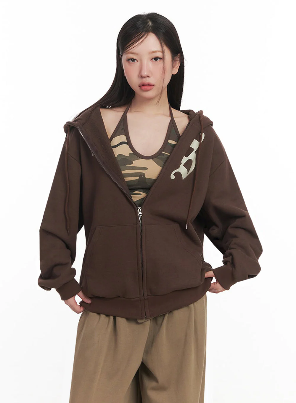 Graphic Oversize Zip-Up Hooded Jacket IM528 - Image 6