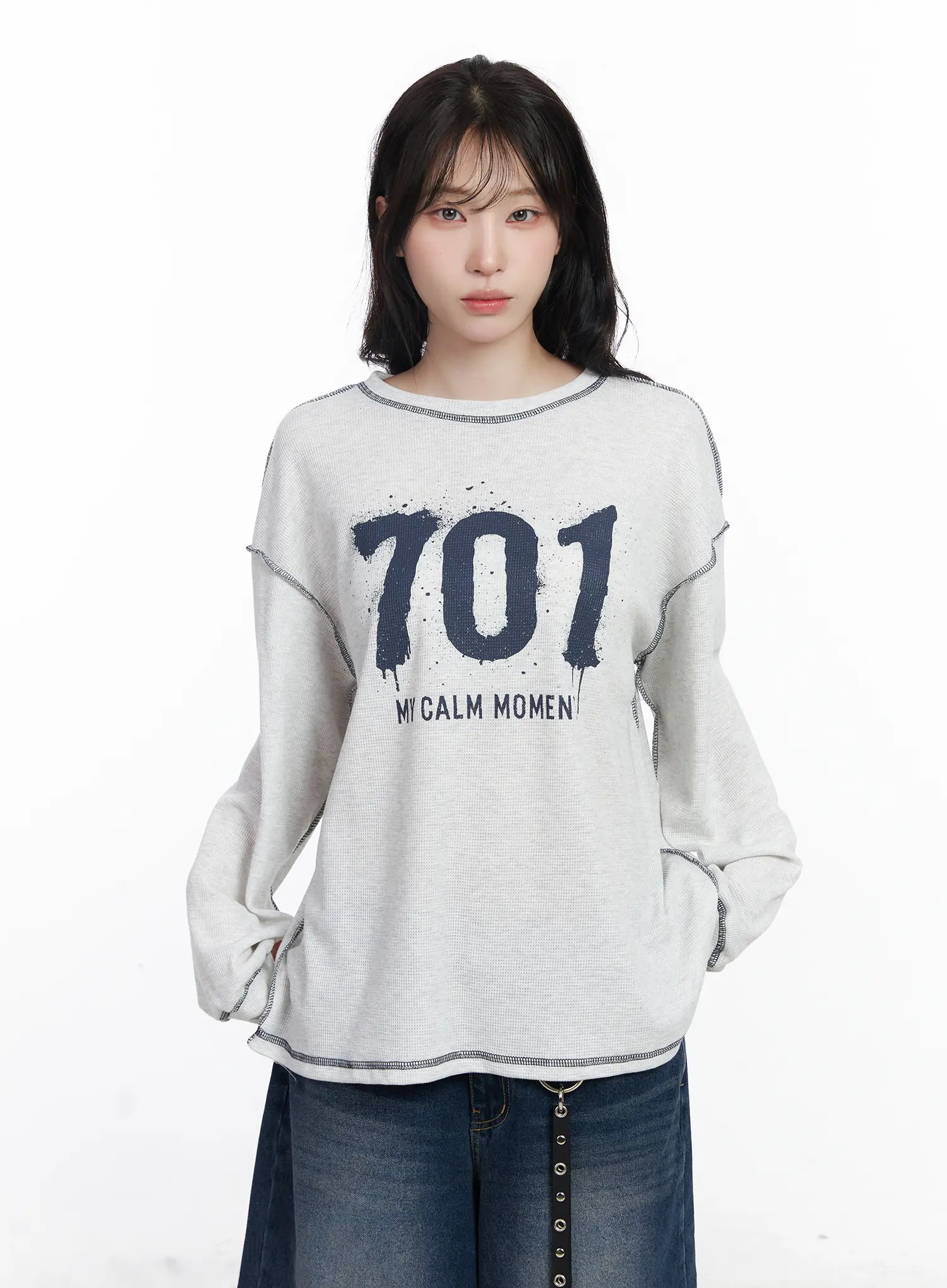 Graphic Oversized Textured Long Sleeve Top CJ527 - Image 10