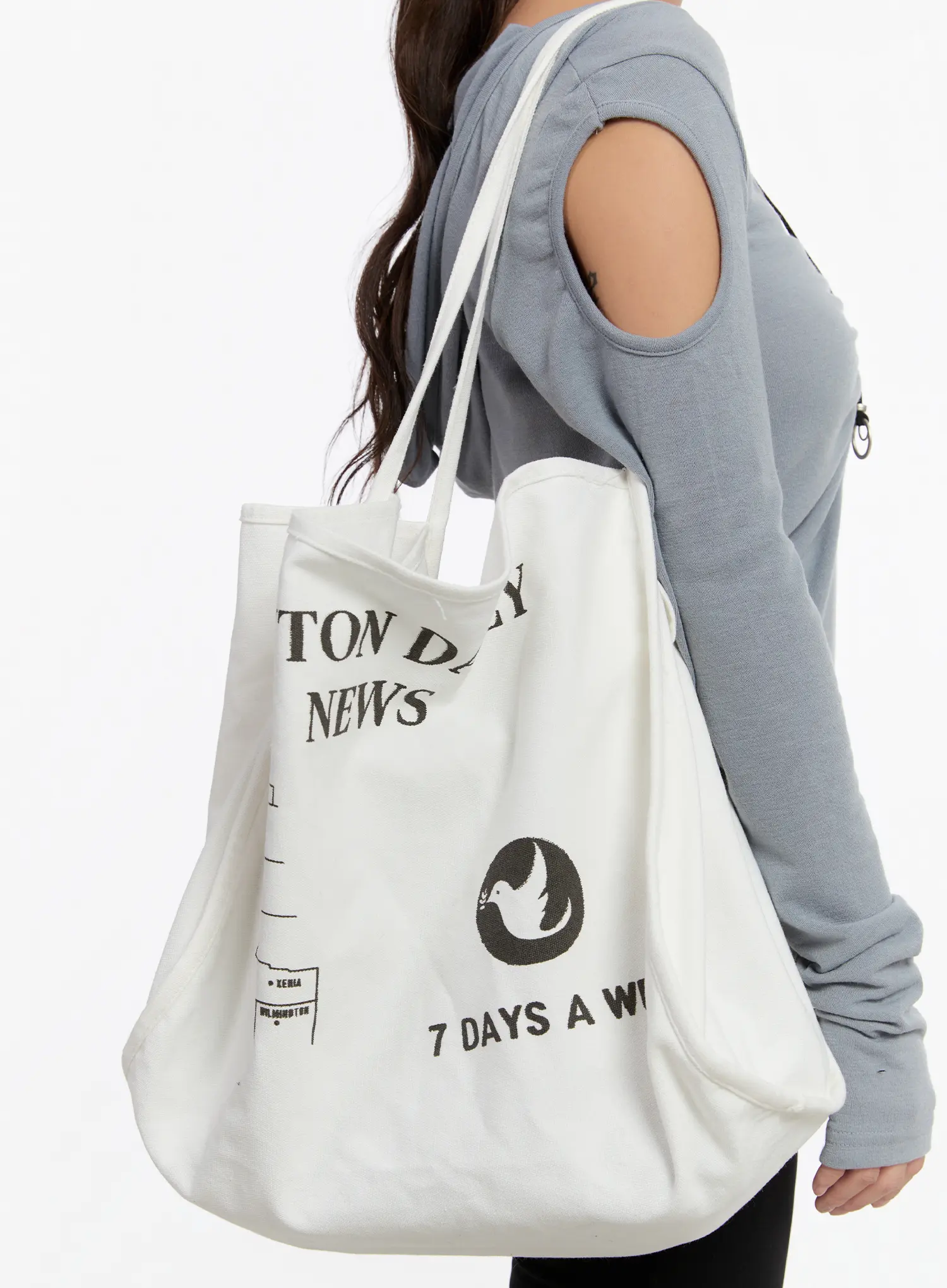 Graphic Print Canvas Tote Bag CN527