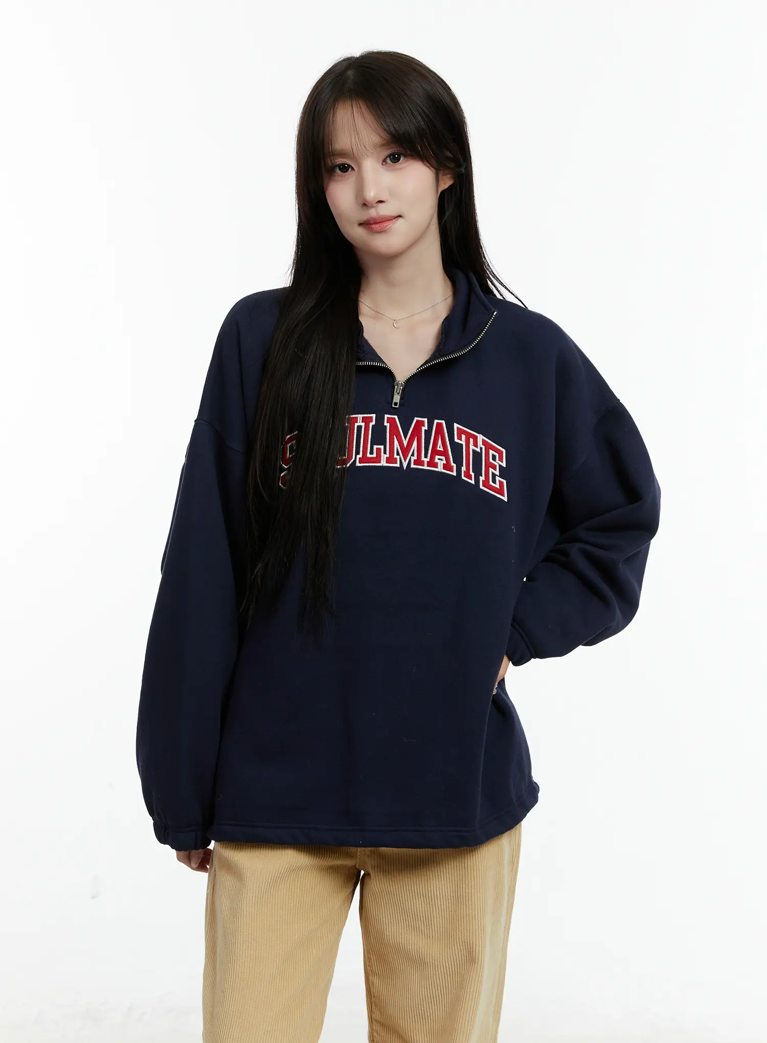 Graphic Pullover Quarter-Zip Sweatshirt CD523 - Image 9