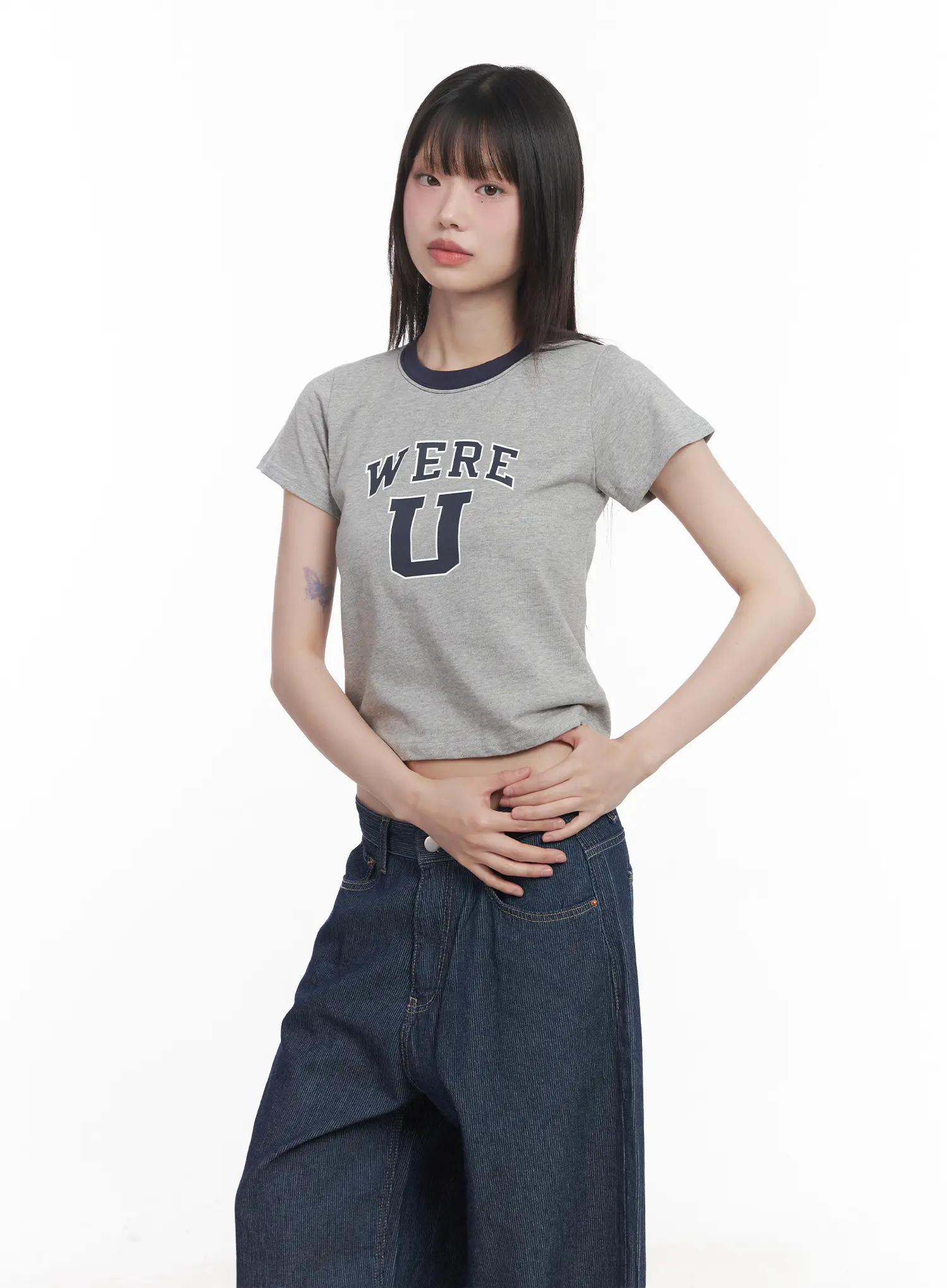 Graphic Two-Tone Crop Tee CU518 - Image 2