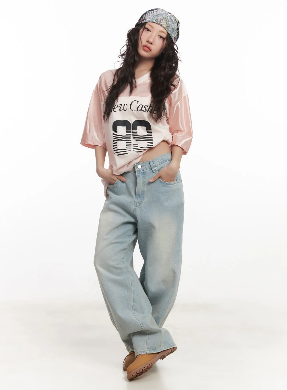Graphic V-Neck Oversized Tee CA518 - Image 8