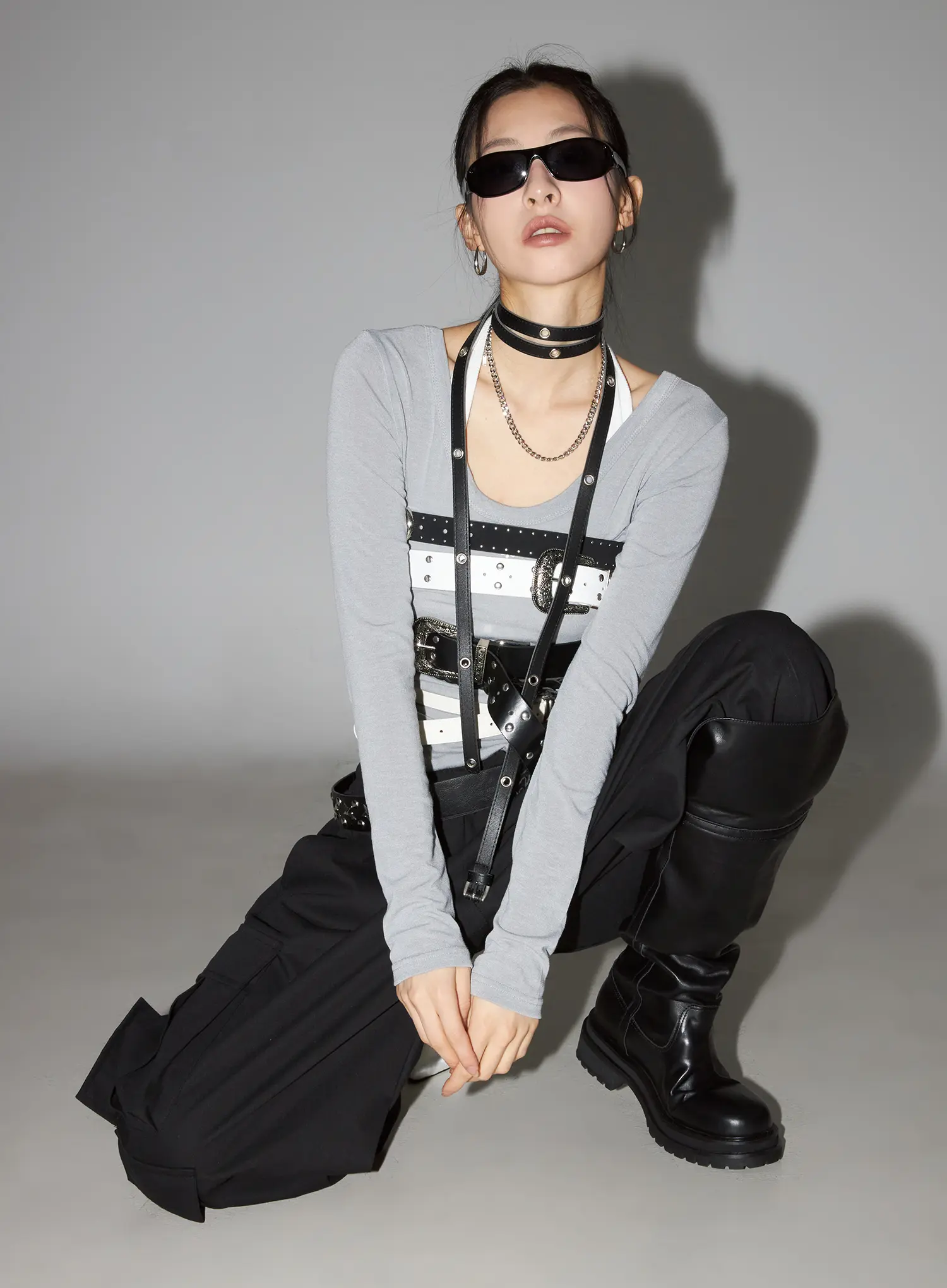 Grey Long Sleeve Bodysuit CC1109 - Image 10