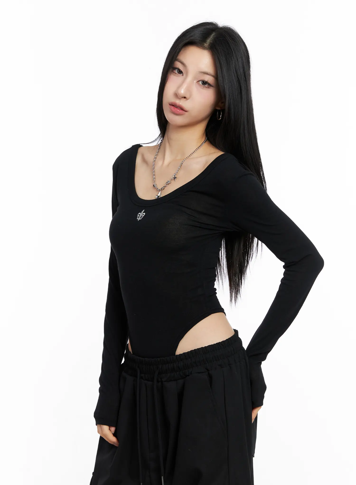 Grey Long Sleeve Bodysuit CC1109 - Image 12