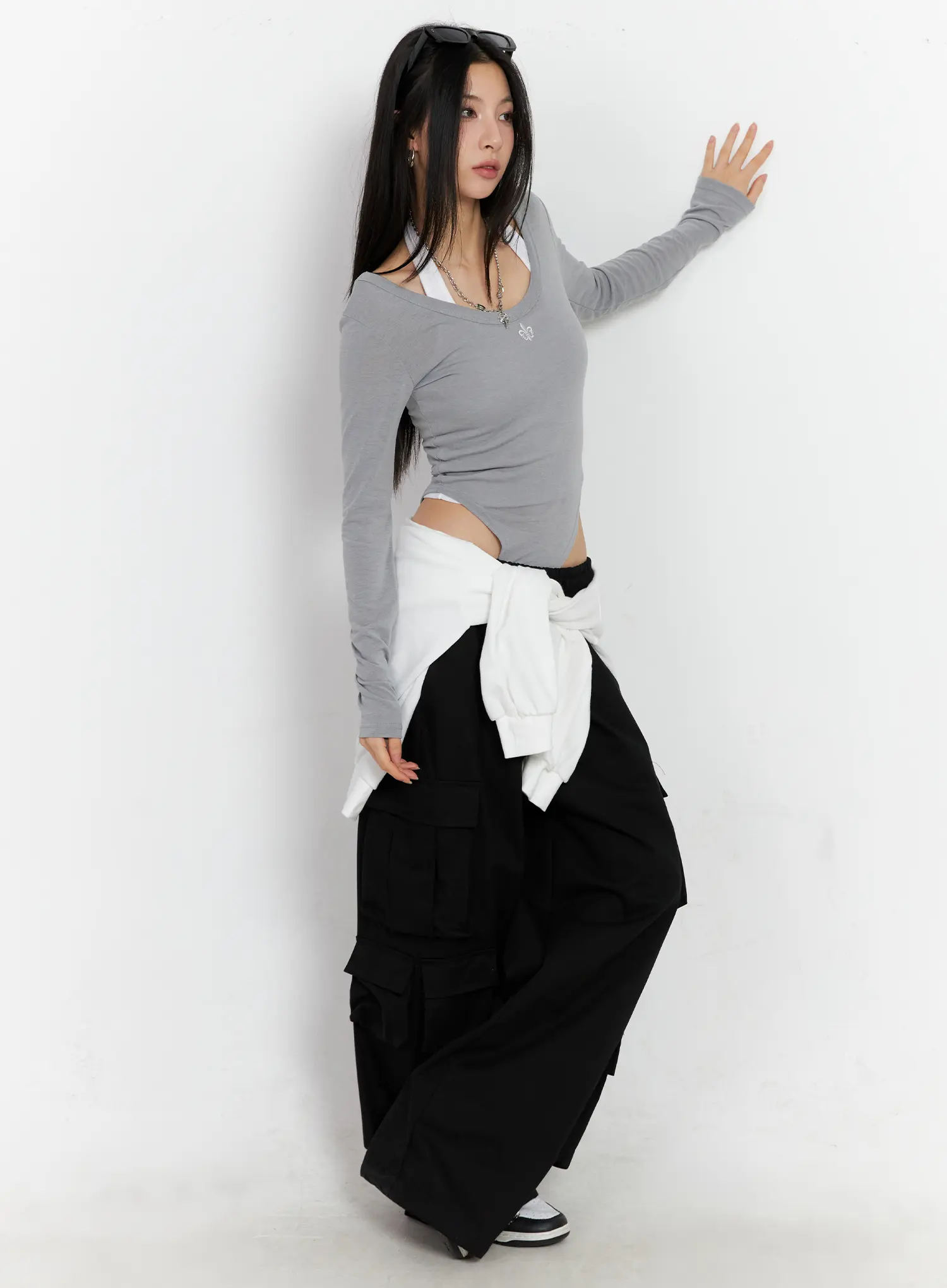 Grey Long Sleeve Bodysuit CC1109 - Image 3