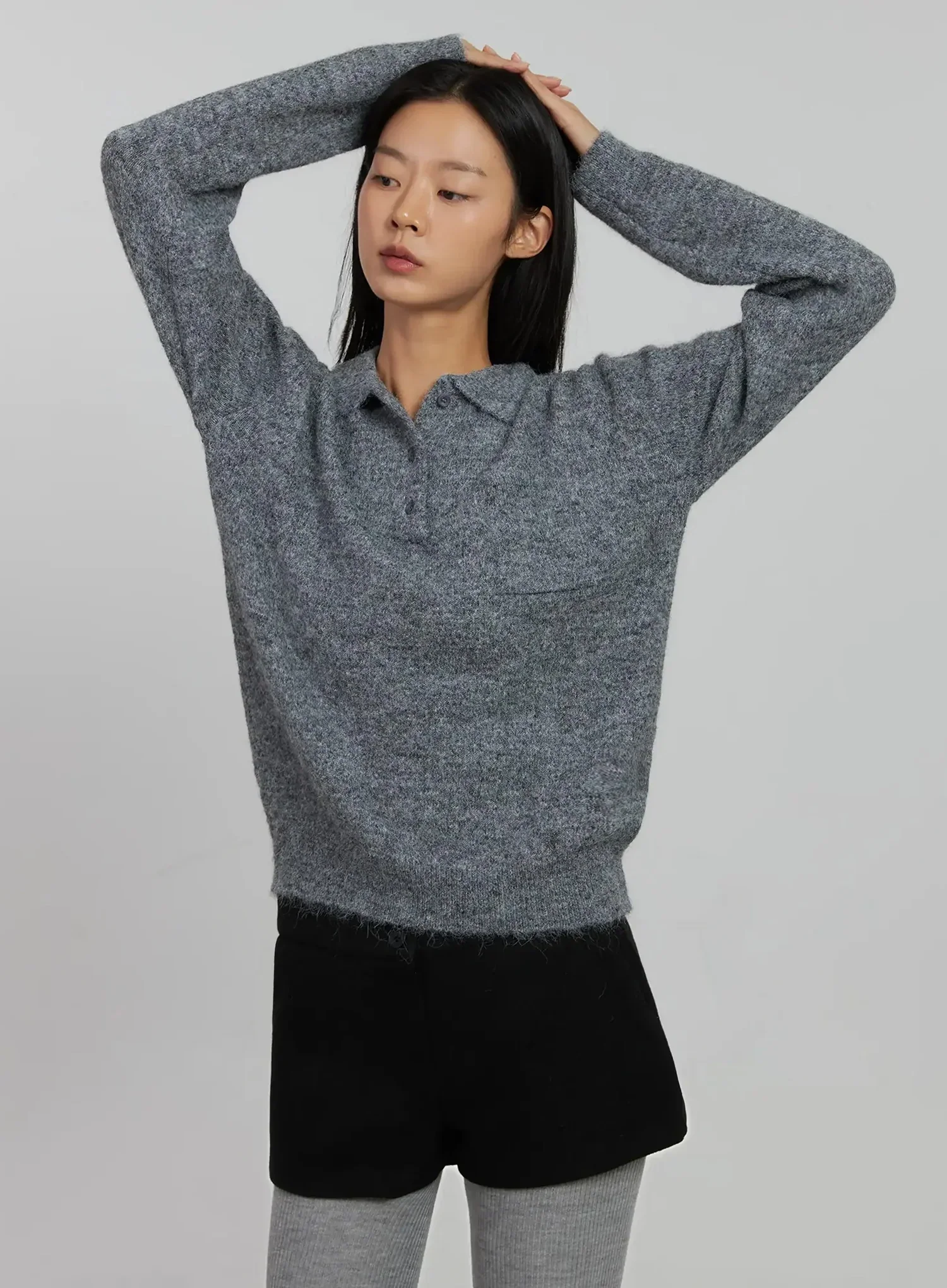 Half Button Collar Sweater IJ509