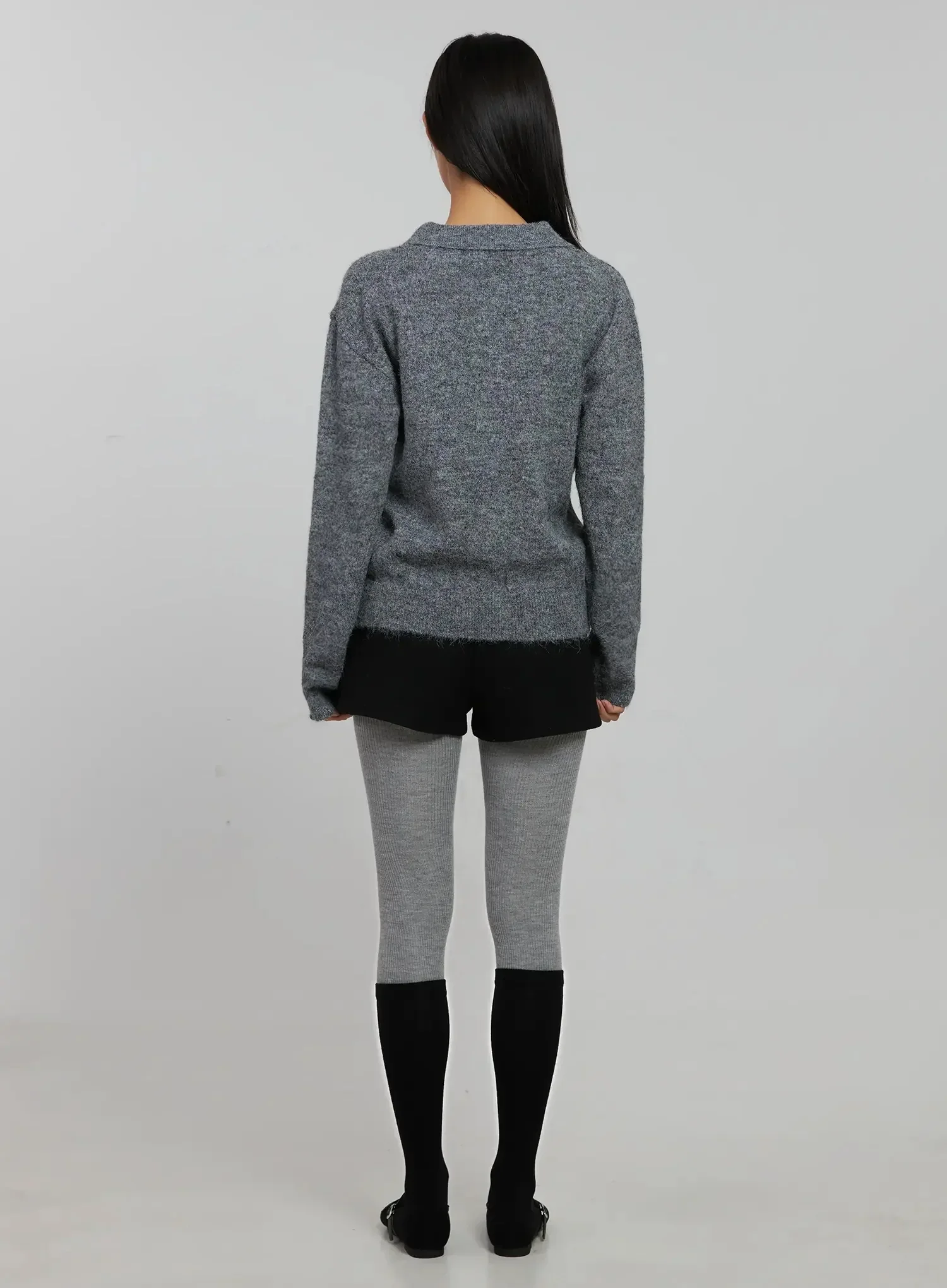 Half Button Collar Sweater IJ509 - Image 11
