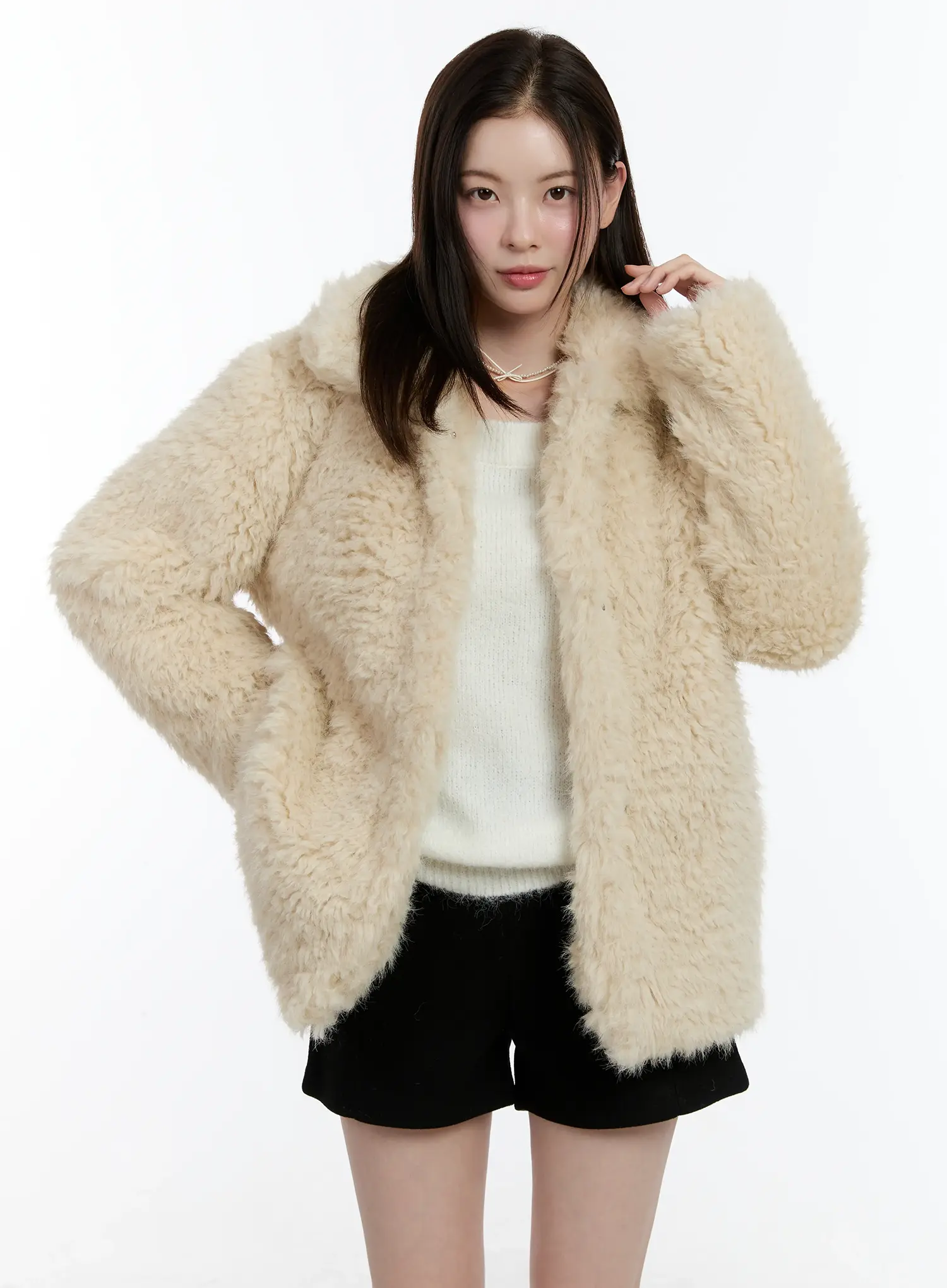 Half-Length Snap Button Faux Fur Jacket ID510 - Image 4