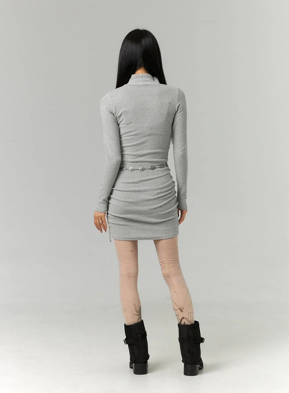 Half Turtle Neck Mini Dress CN321 - Image 9