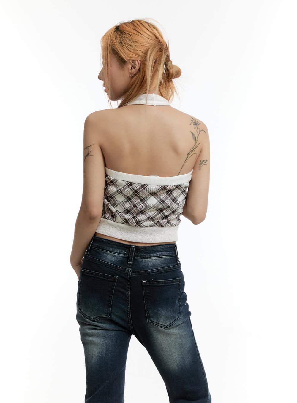 Halter Check Crop Tank Top CY501 - Image 12