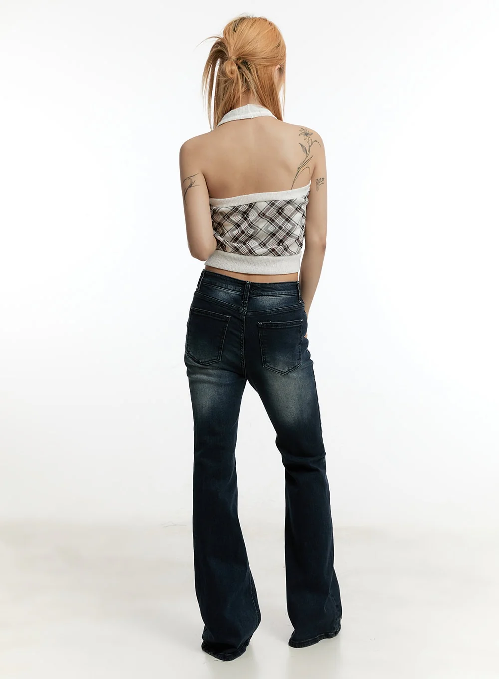 Halter Check Crop Tank Top CY501 - Image 13