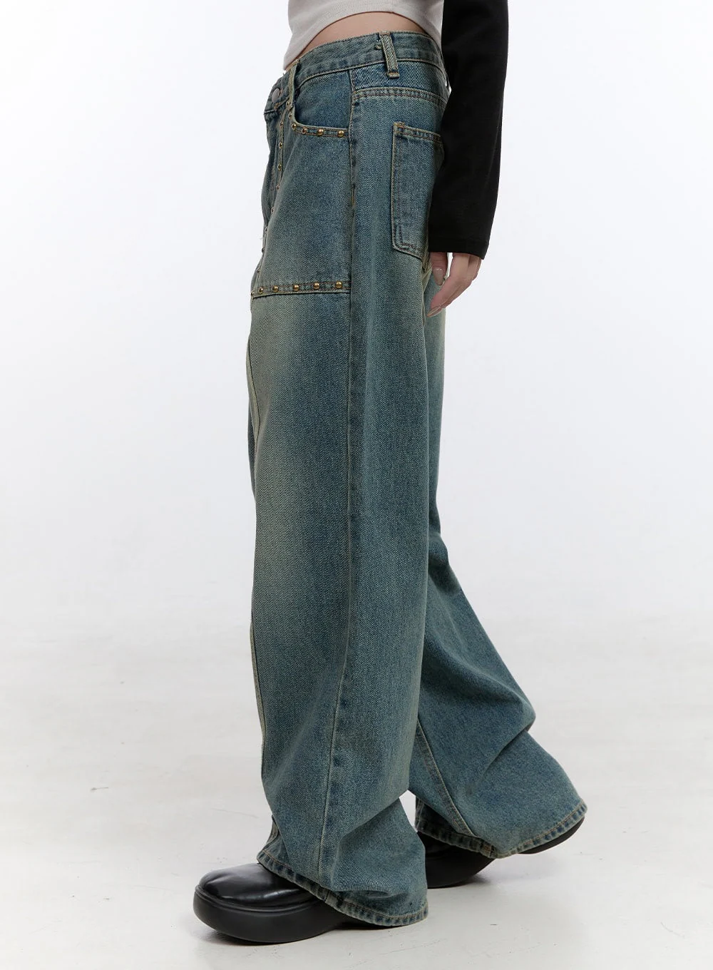 Harper Studded Wide Leg Denim Jeans CO418 - Image 5
