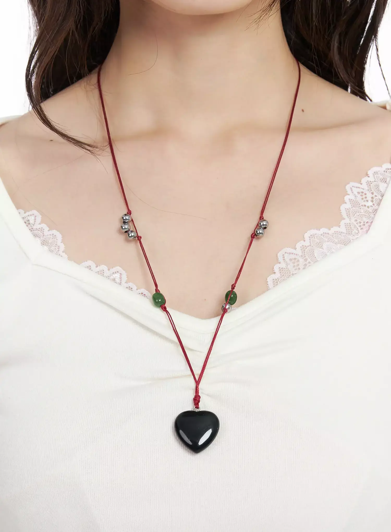 Heart Gemstone Pendant Necklace F516