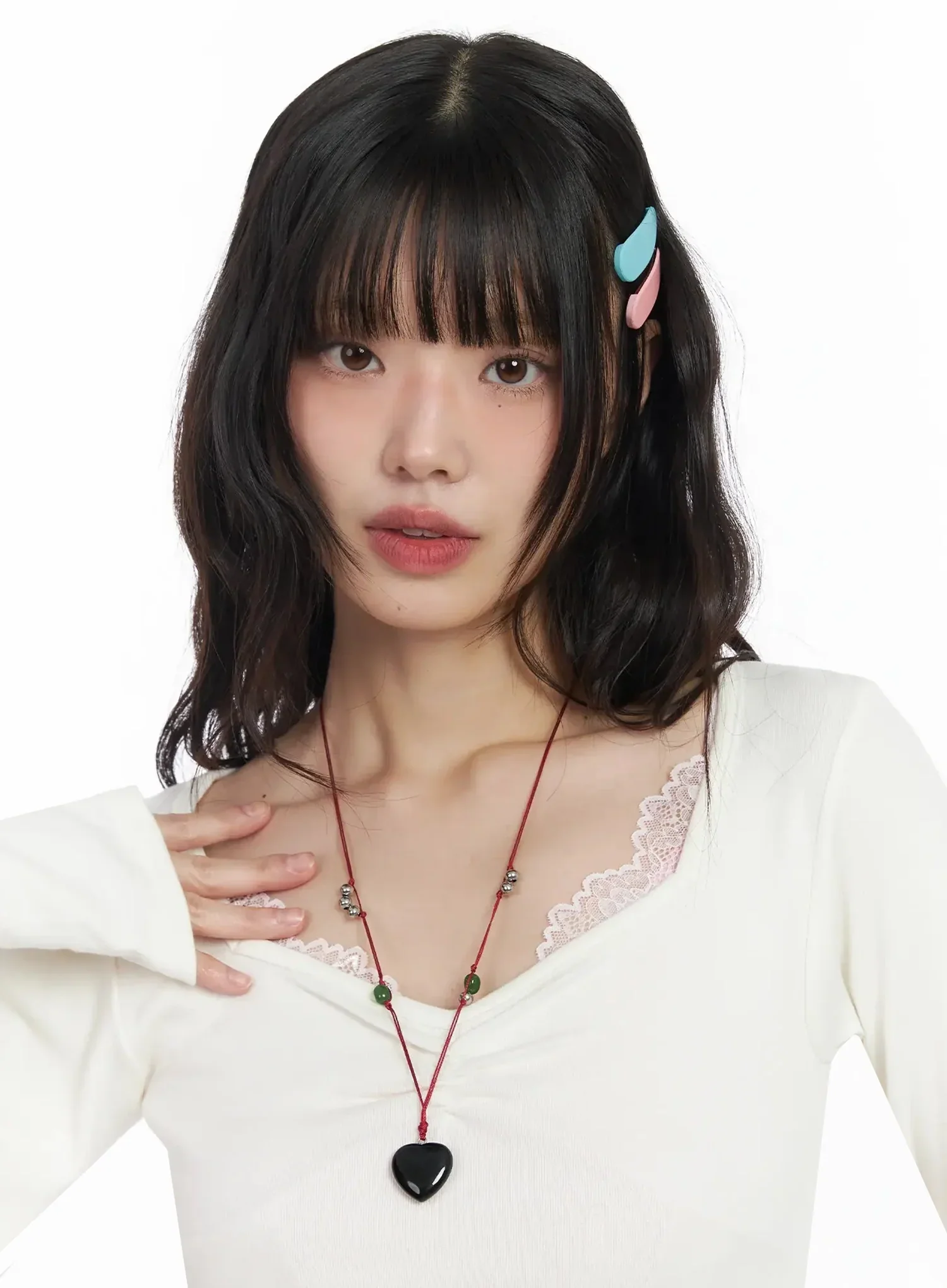 Heart Gemstone Pendant Necklace F516 - Image 6