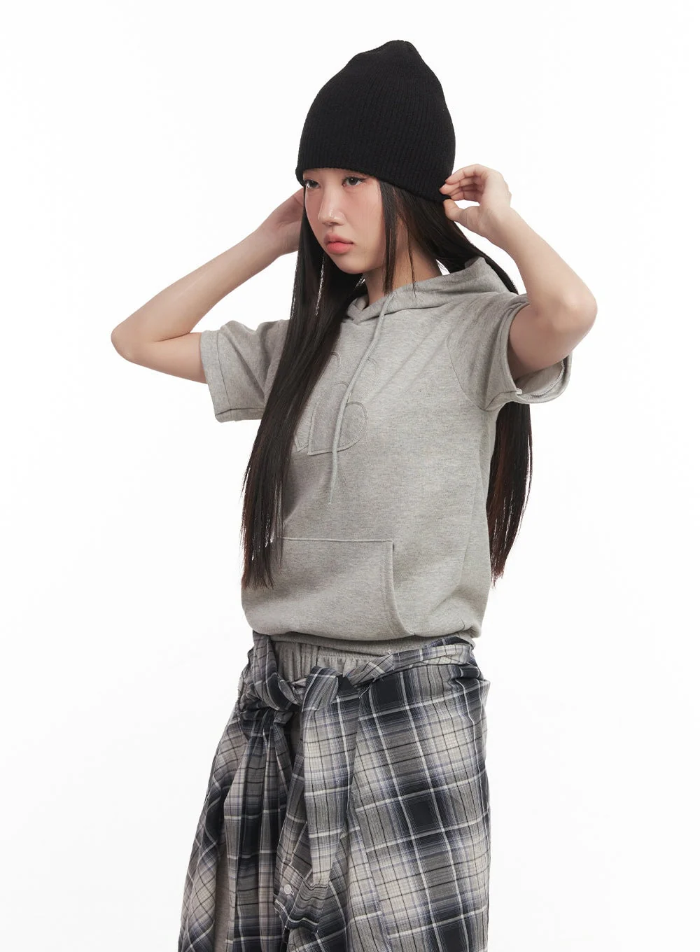 Heart Patched Puff Short-Sleeve Hoodie CM528 - Image 6