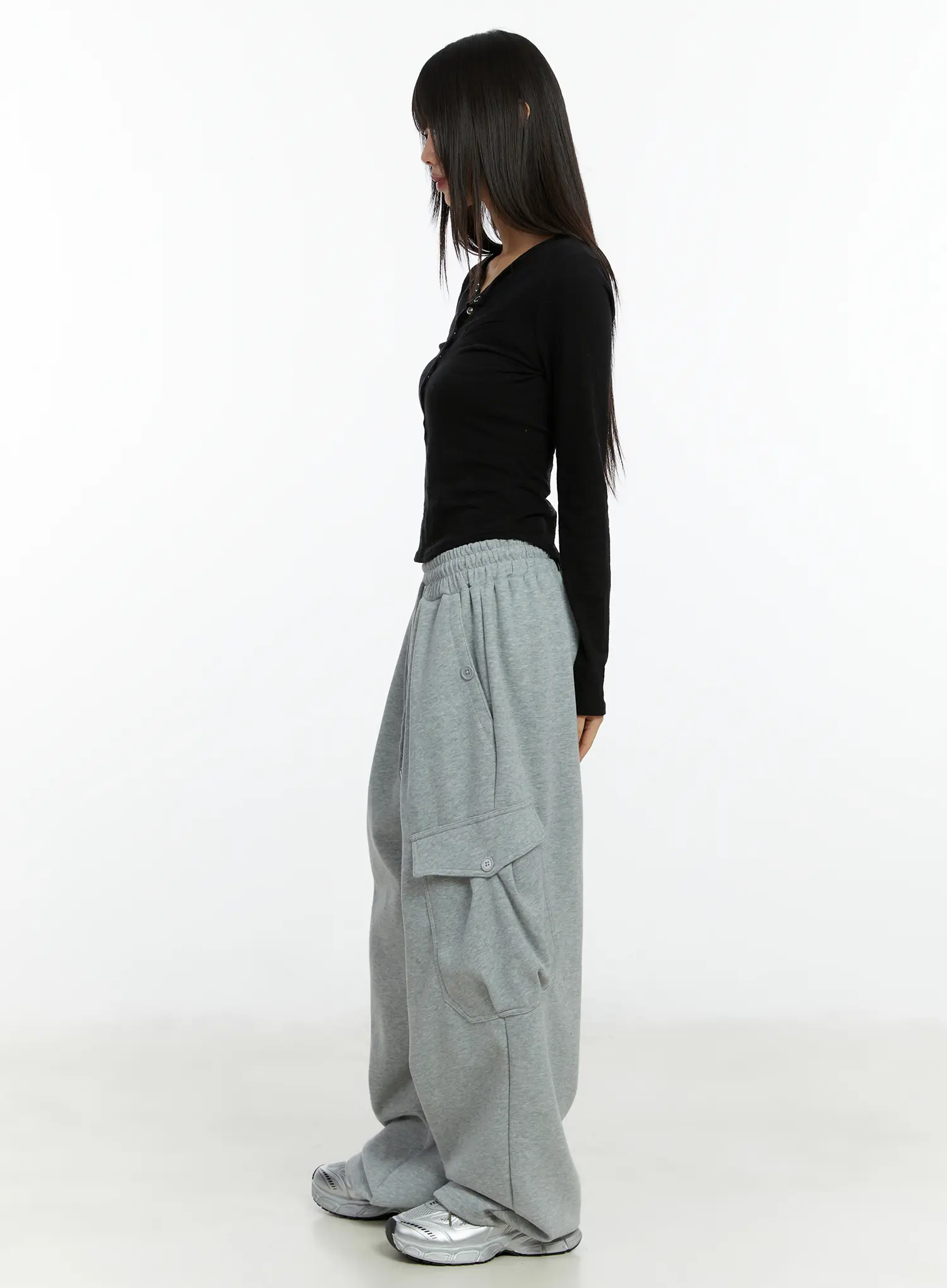 Henley Eyelet Long Sleeve Top CF509 - Image 4
