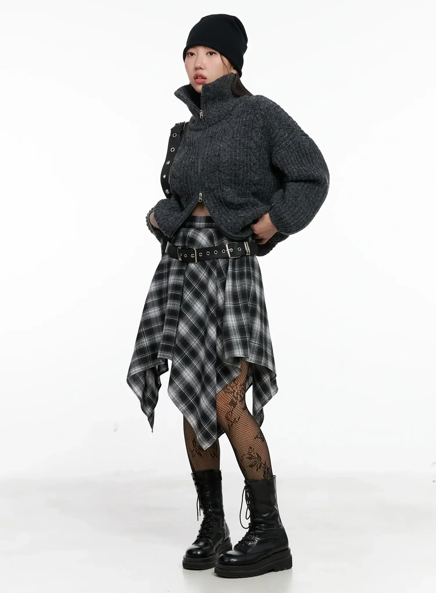 High Neck Chunky Zip Up Sweater IG527 - Image 10