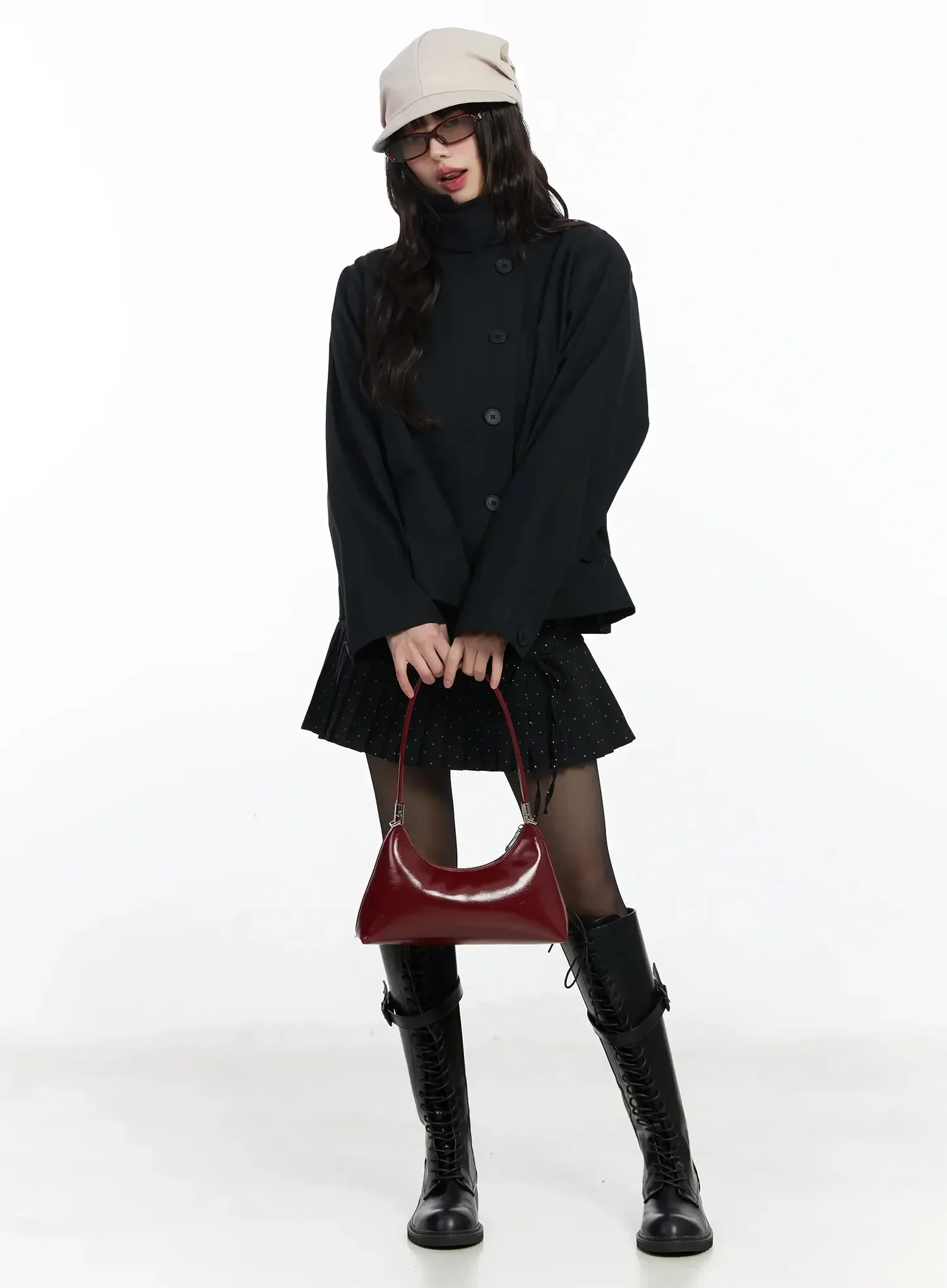High Neck Short Trench Coat F517 - Image 3