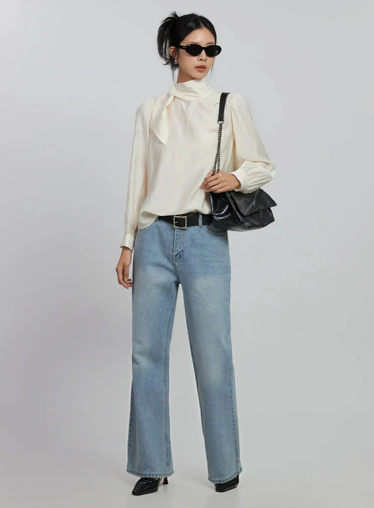 High Neck Tie Blouse ID504 - Image 2