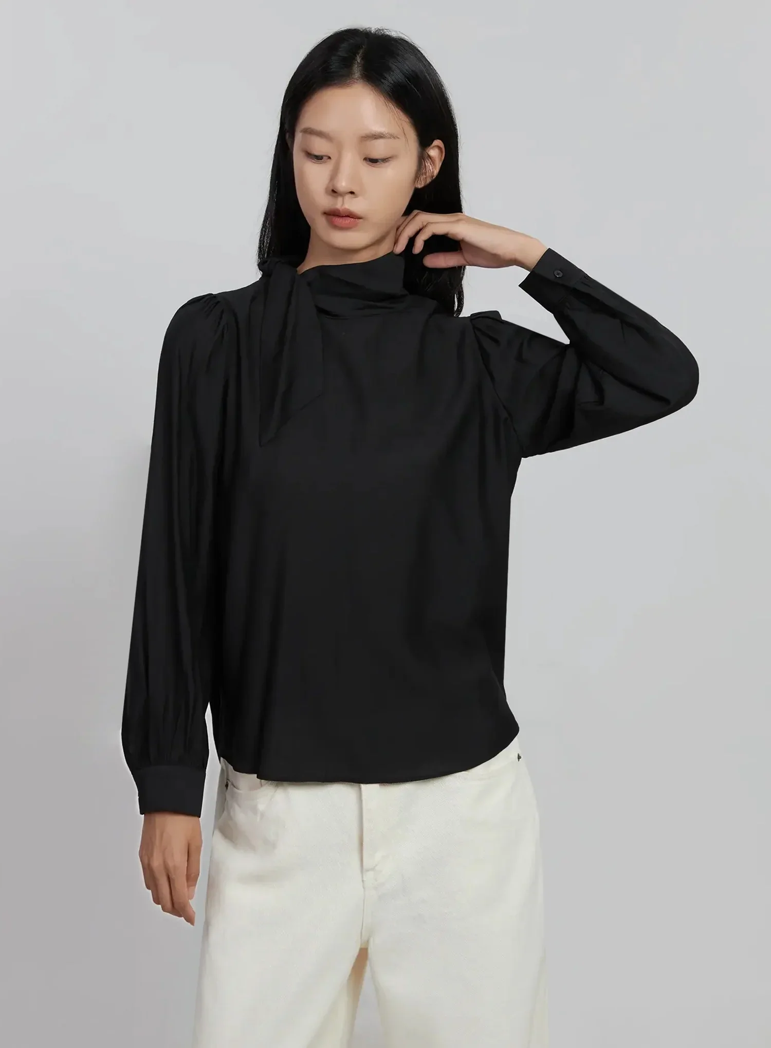 High Neck Tie Blouse ID504 - Image 5