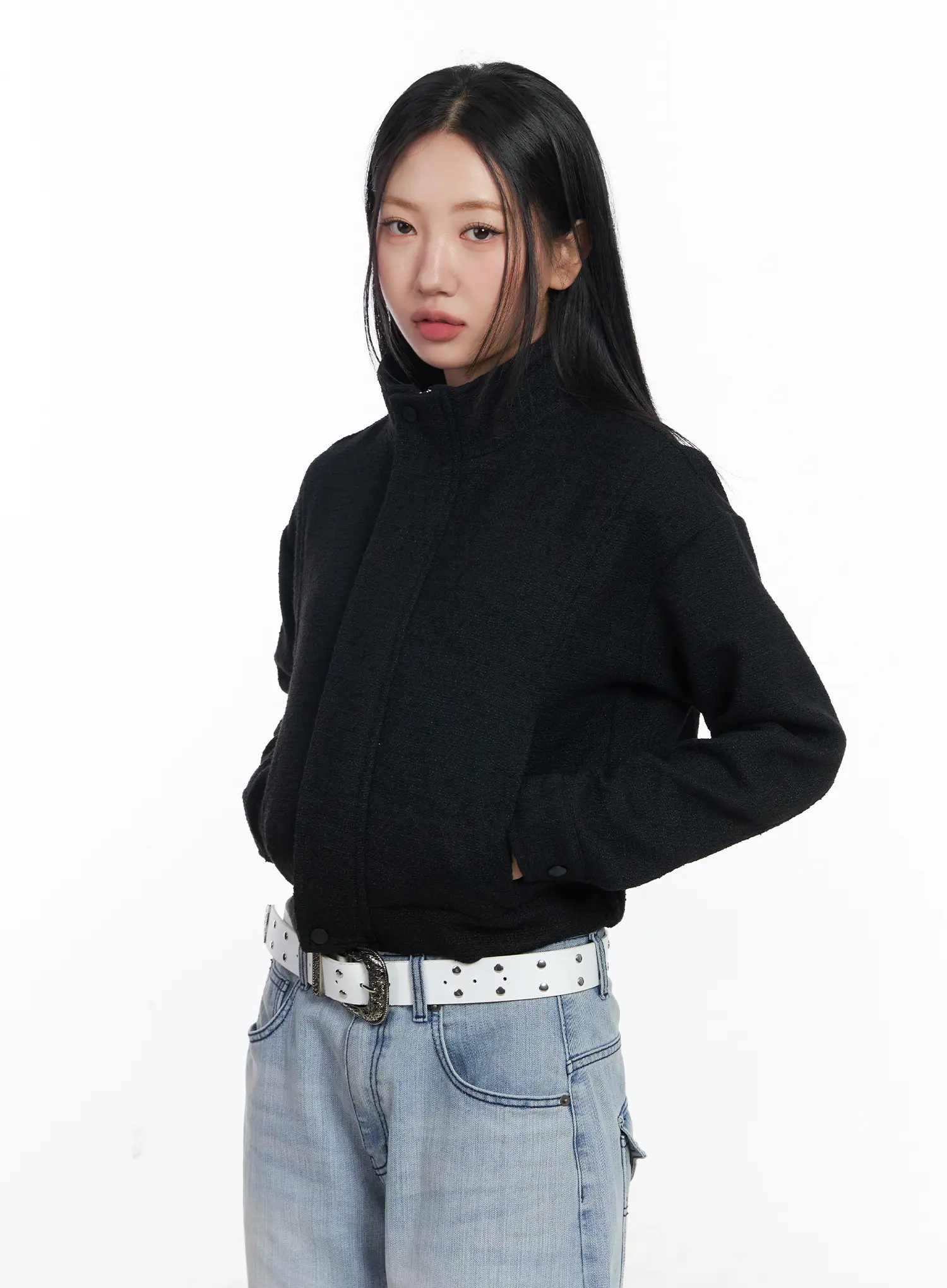 High Neck Tweed Jacket CF503 - Image 11