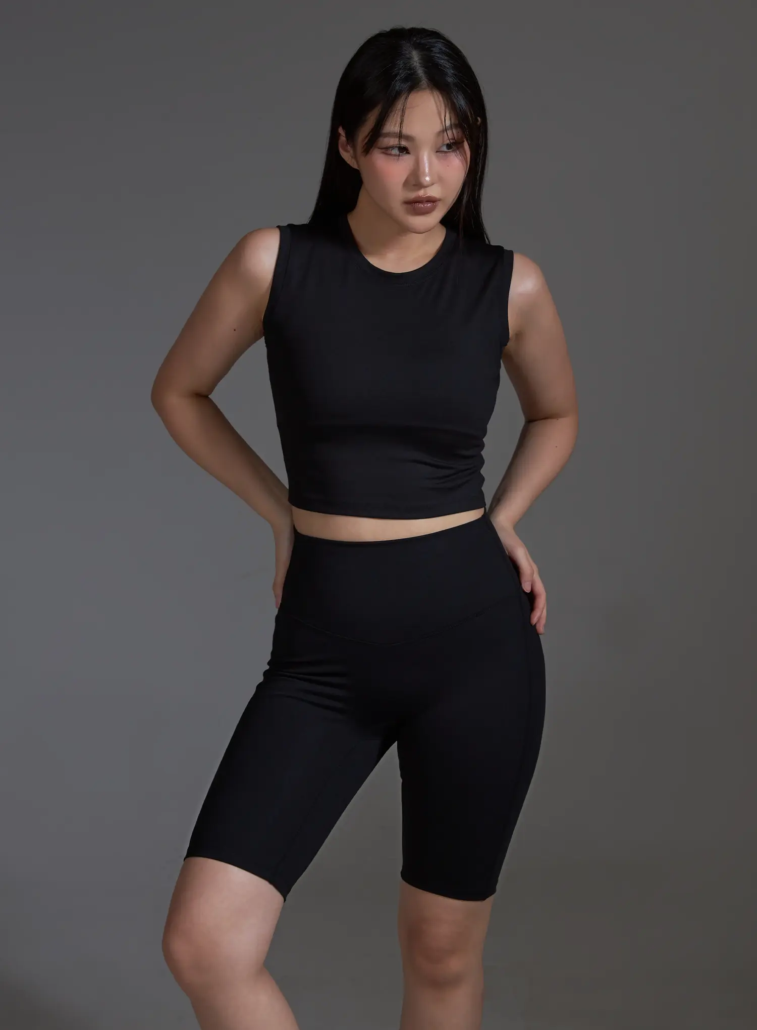 High-Waist Biker Shorts (Black) IO517 - Image 9