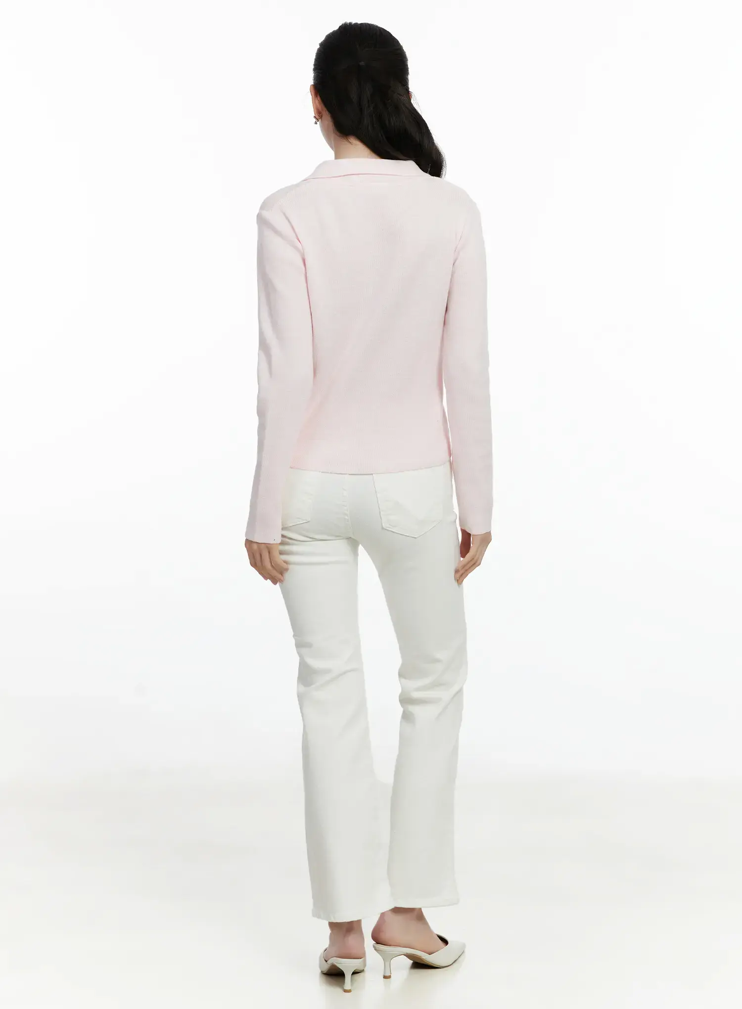 High-Waist Bootcut Cotton Pants F502 - Image 5