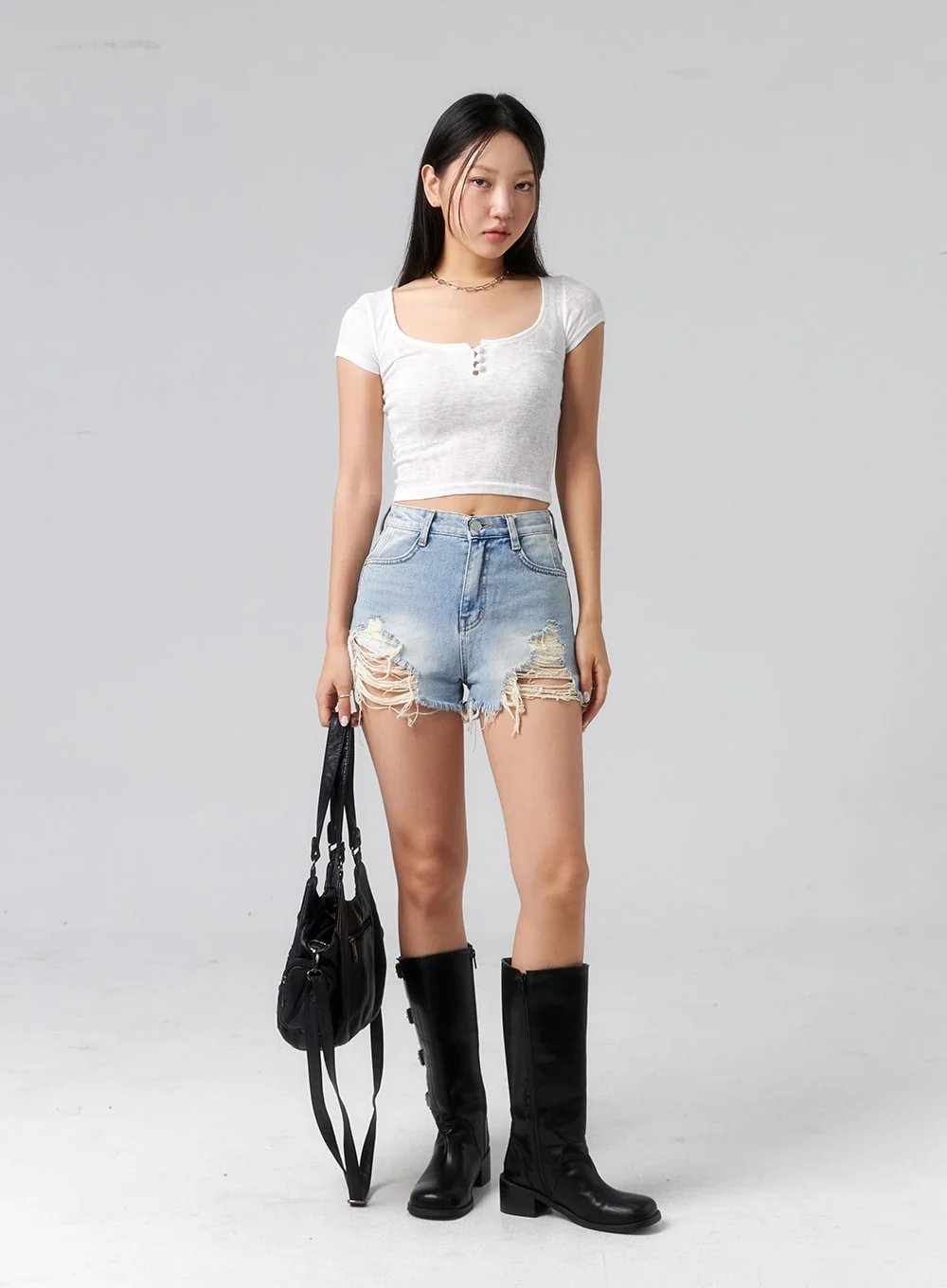 High Waist Ripped Shorts CL319 - Image 7