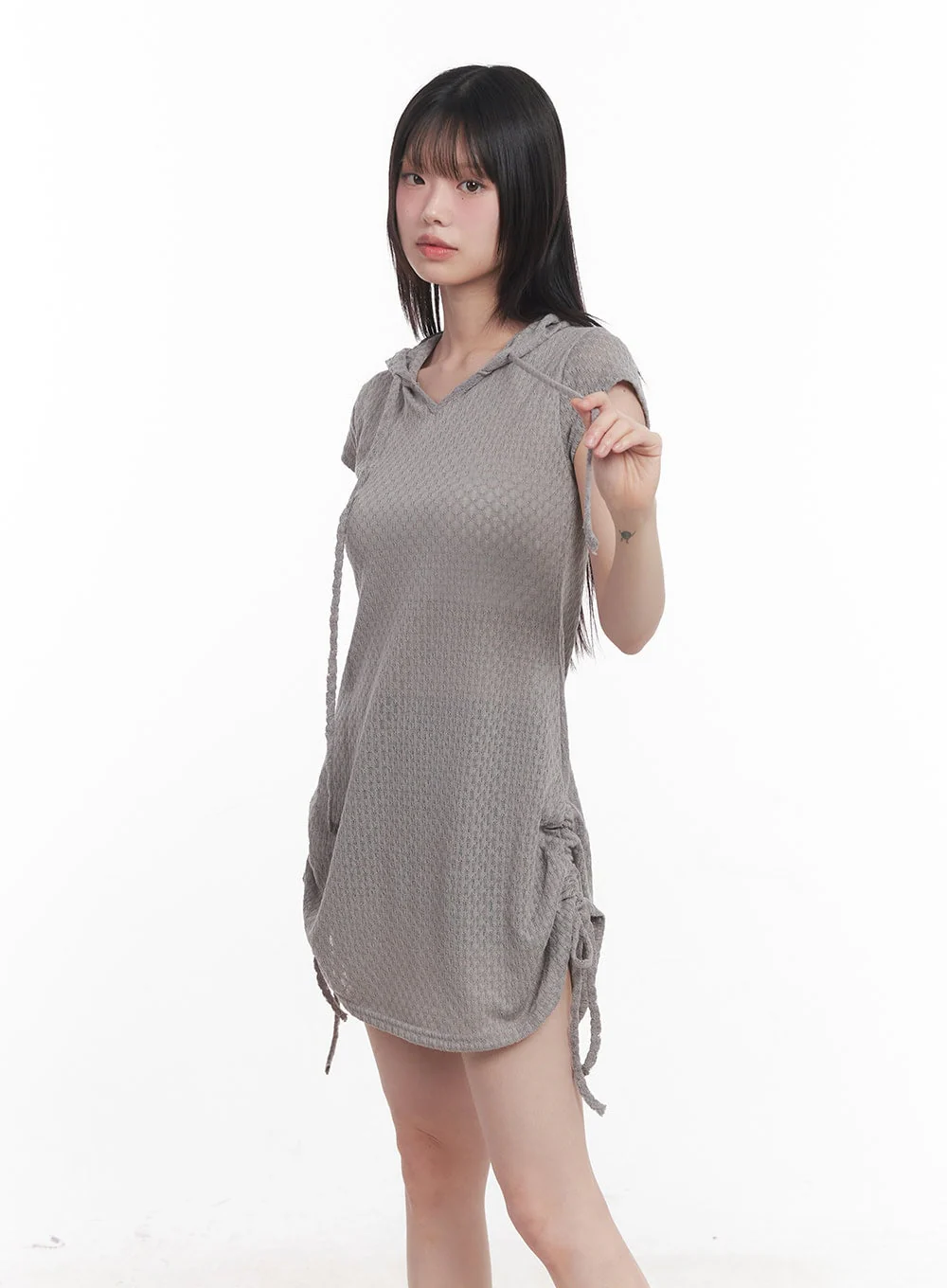 Hooded Loose-Fit Mini Dress CU505 - Image 2